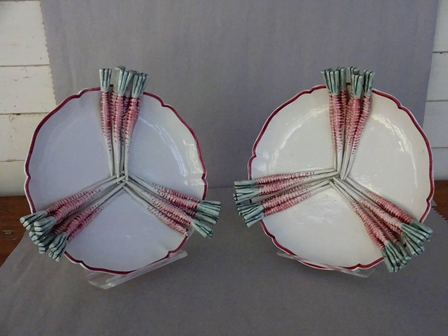 Italian White Ground Trompe L'oeil Pottery Radish Plate For Sale