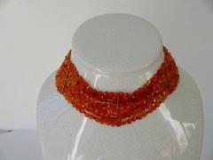 Ruby, Gold and Carnelian Beaded Choker Necklace