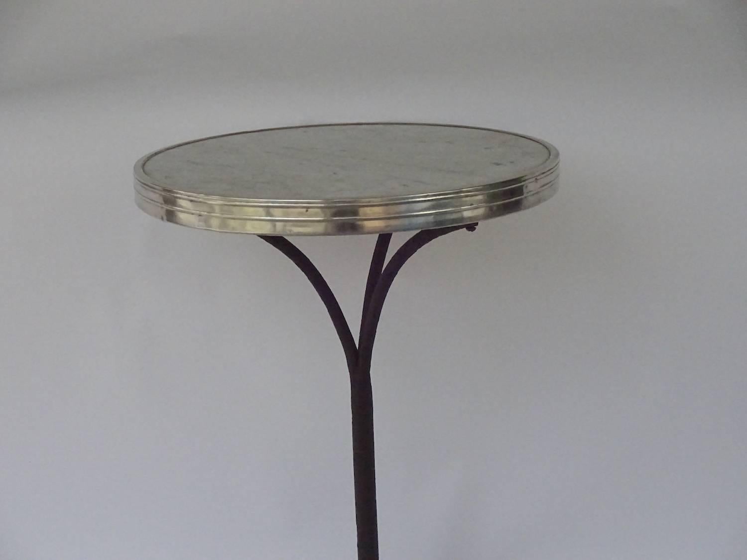 French Gilt-Metal Mounted Marble and Cast-Iron Bistro Table 1