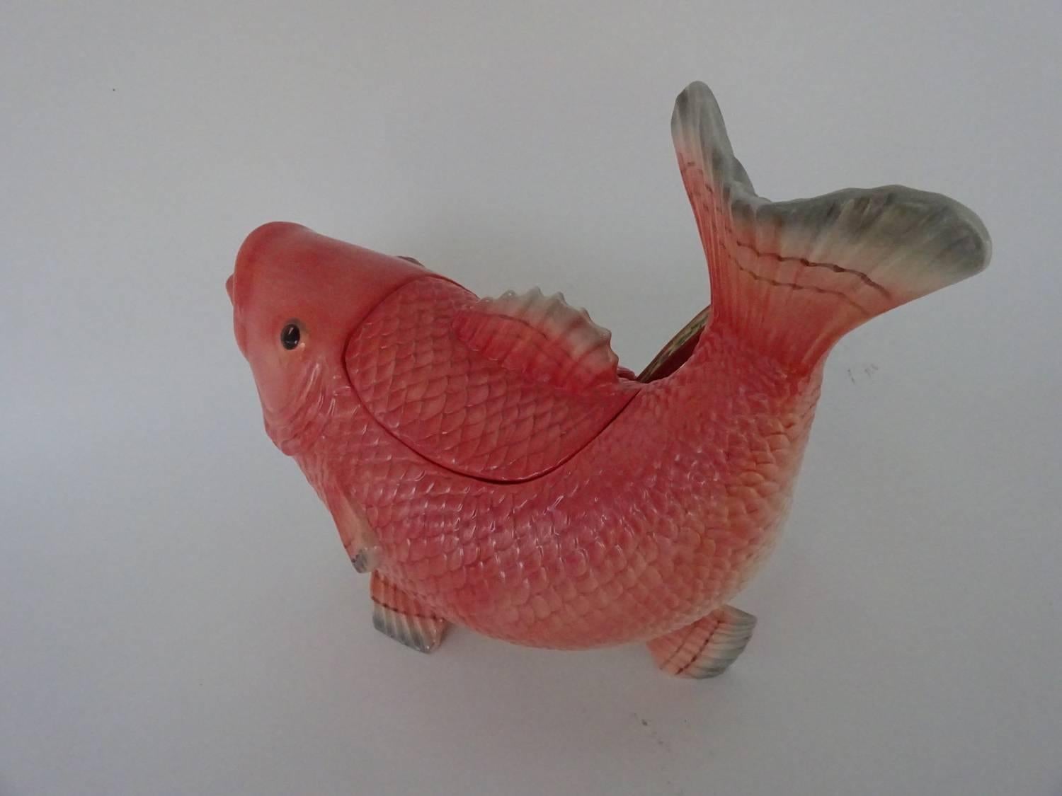 Fitz and Floyd Pottery Carp-Form Tureen with Ladle 2