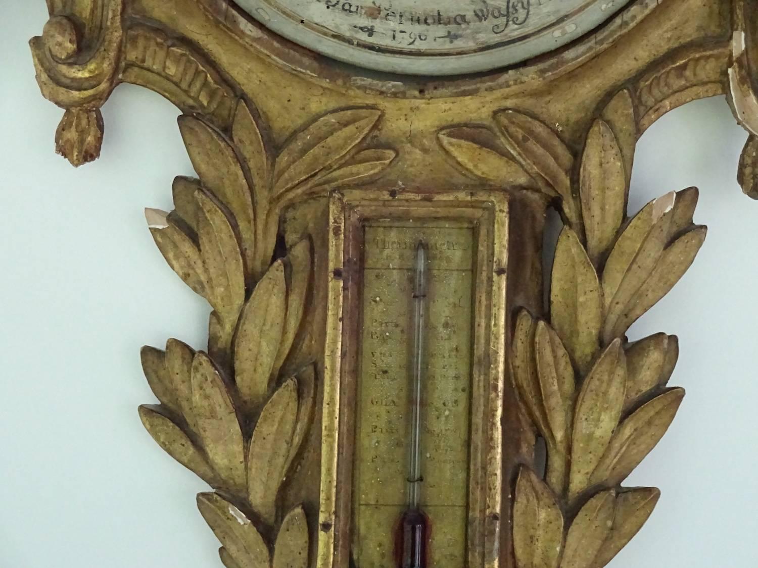 Louis XVI Painted and Giltwood Barometer 2
