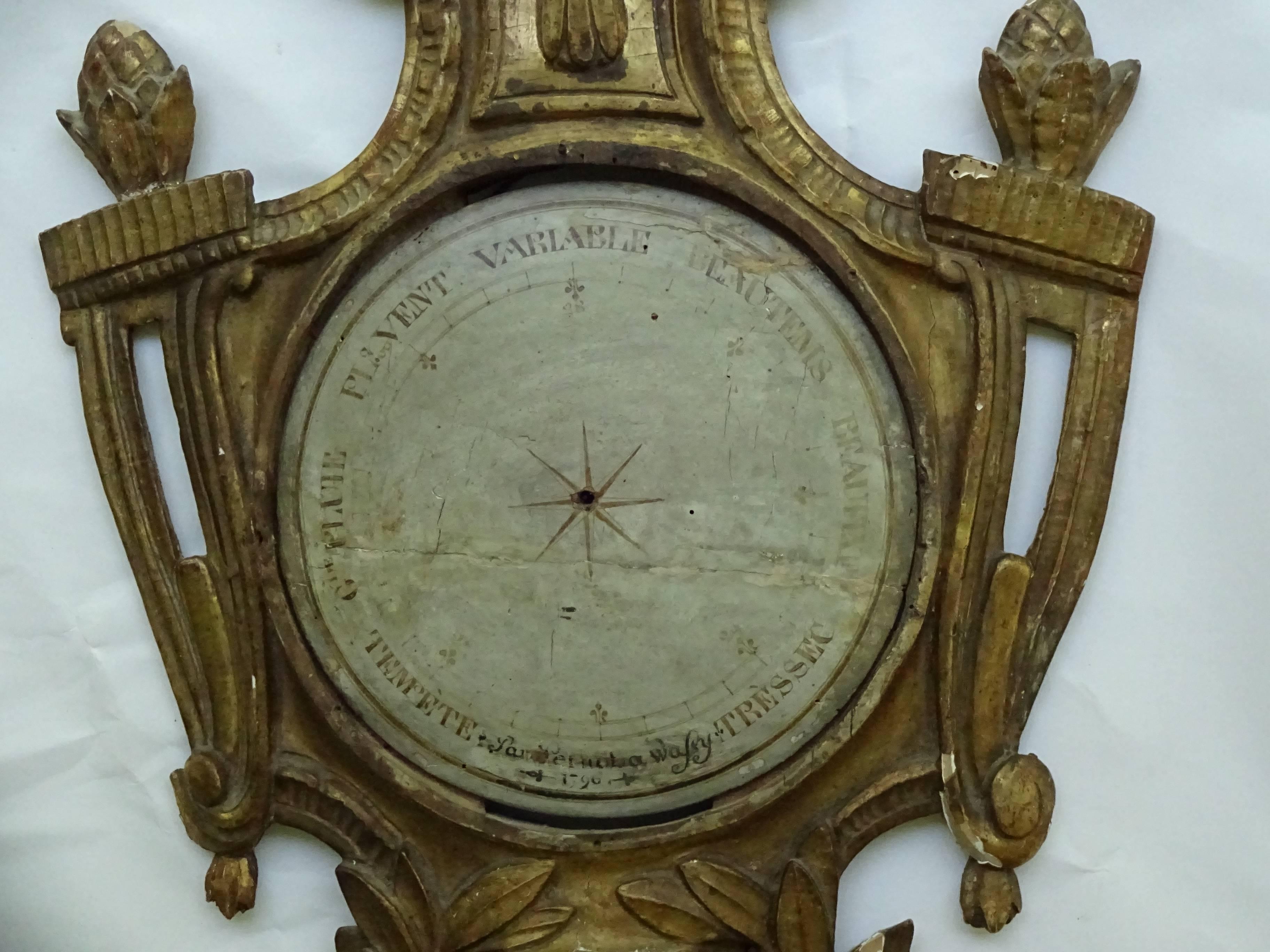 Louis XVI Painted and Giltwood Barometer 3