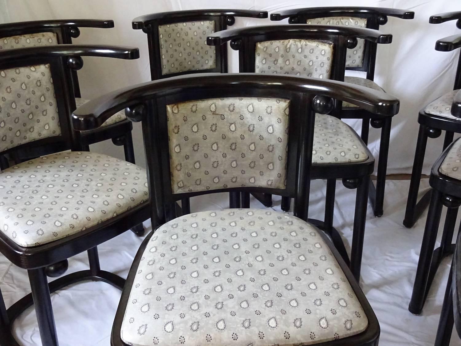 Lacquered Nine Wittmann, Austria Fledermaus Dining Room Chairs