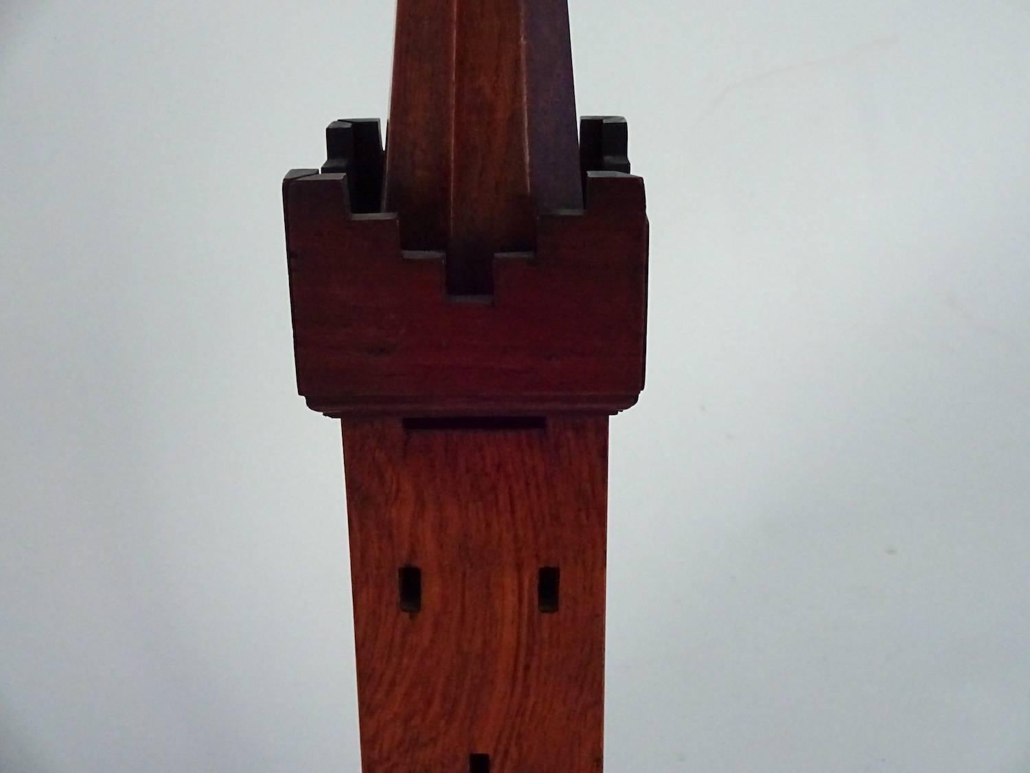 Unknown Oak Architectural Tower Model with Spire For Sale