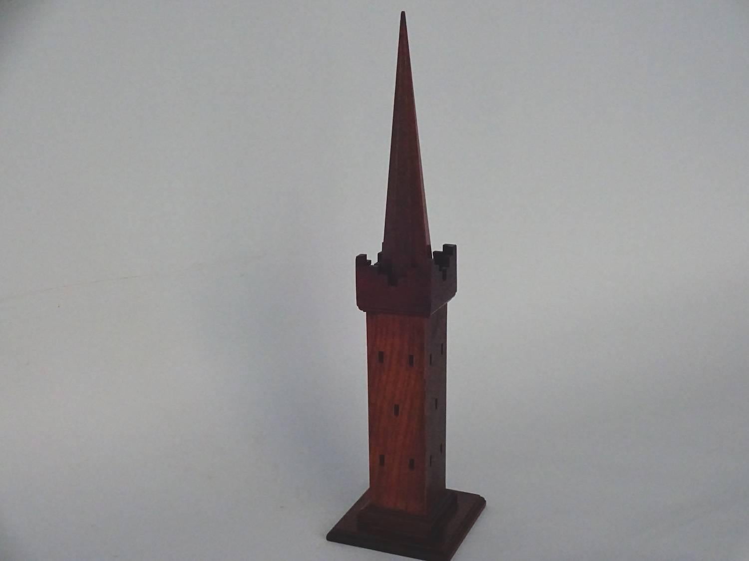 Oak Architectural Tower Model with Spire For Sale 1