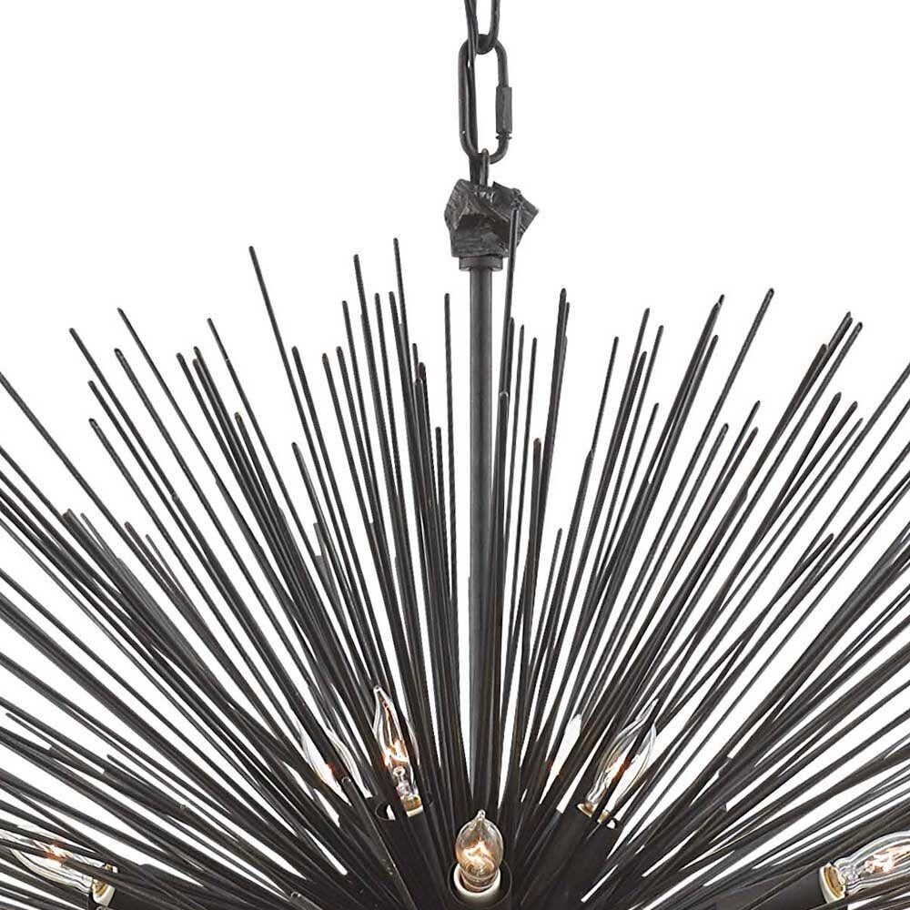 The Strada collection is delicate and ethereal, drawing inspiration from vibrant, organic forms. Each sculptural piece, with a seemingly random array of radiating quills, plays with cast shadow to evoke a soft sophistication. Available in gild,