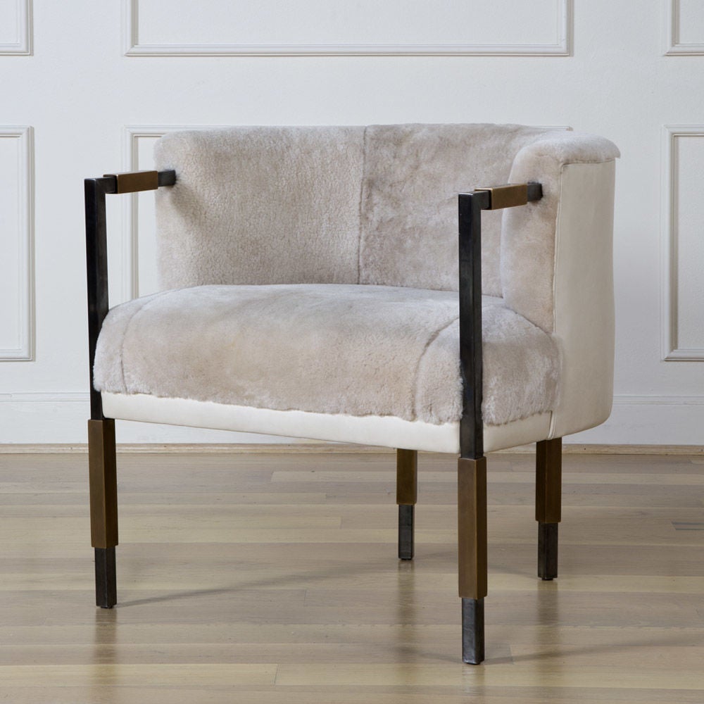 Larchmont Chair In Mink Shearling And Beige For At Larchmont Chair In Mink Shearling And Beige For At 1stdibs