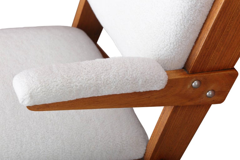 Pair of Shearling Wood Chairs at 1stdibs