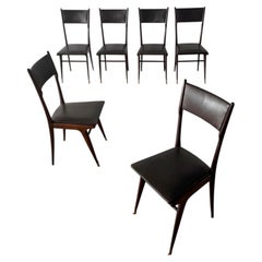Set of six Italian Modern dining chairs attributed to Carlo Di Carli, 1950s