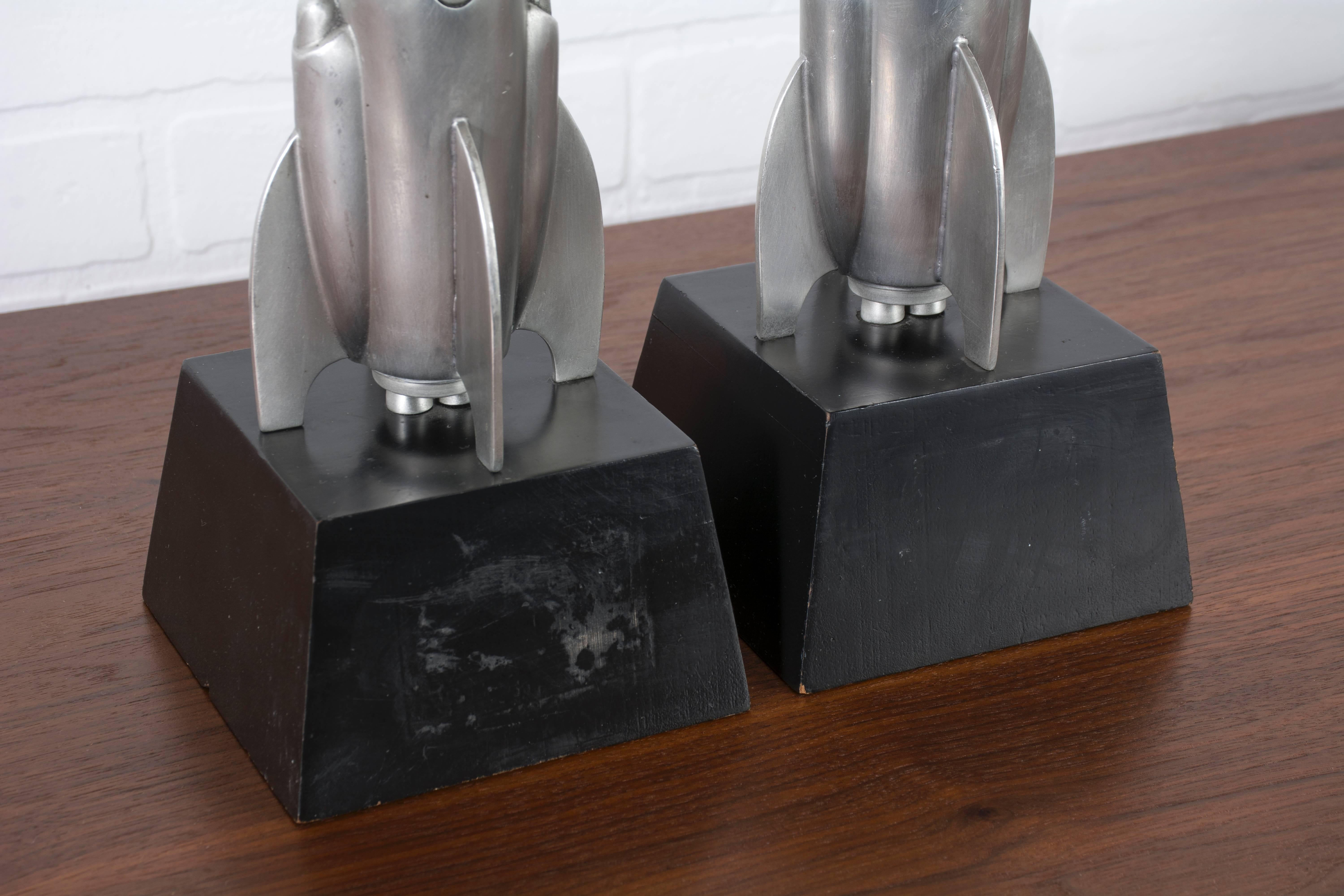 Rocket Bookends Pair of Vintage Mid-Century Rocket Bookends at 1stDibs