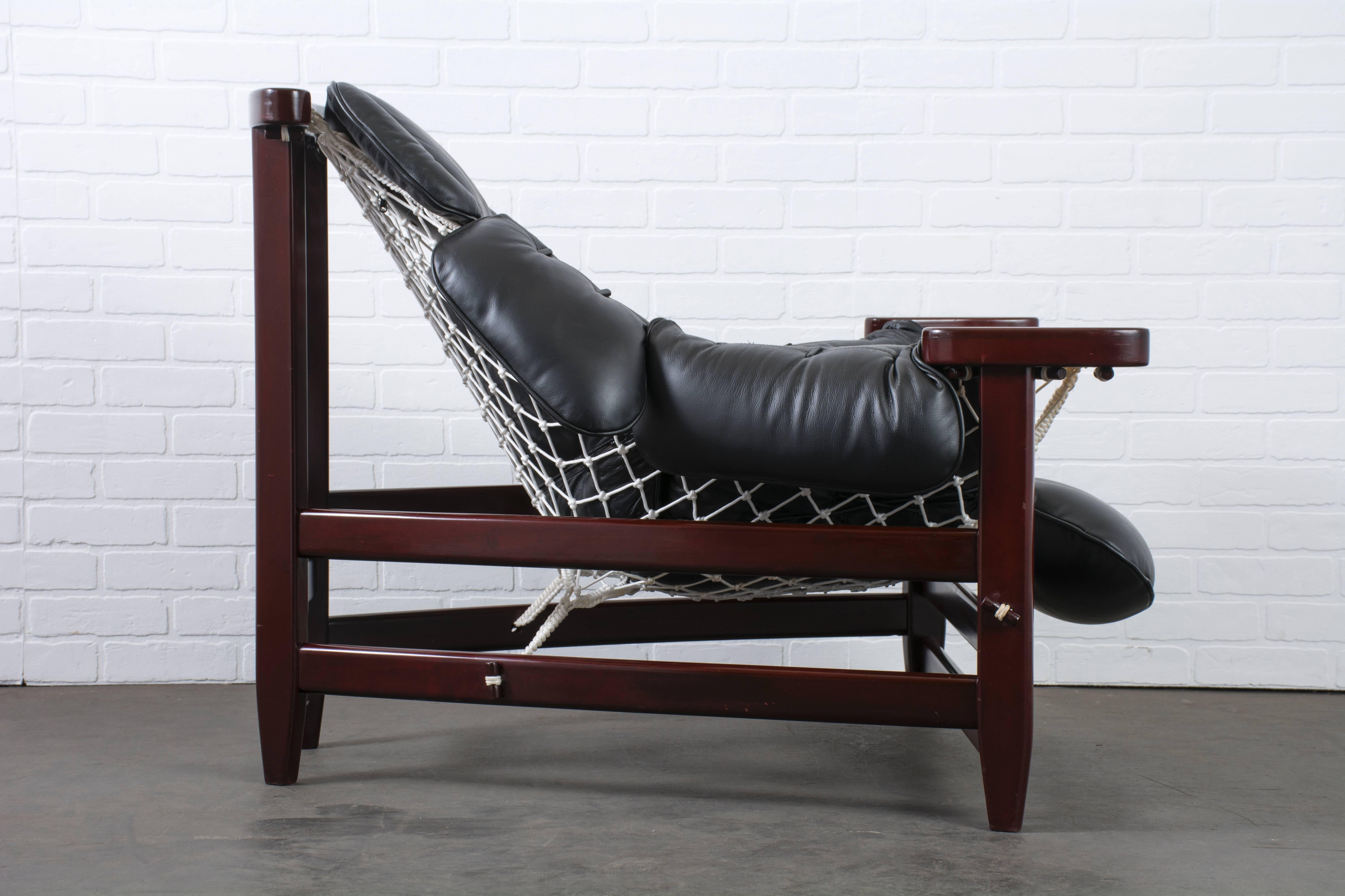 Mid-Century Modern Jean Gillon Leather 'Jangada' Lounge Chair, Brazil, 1960's