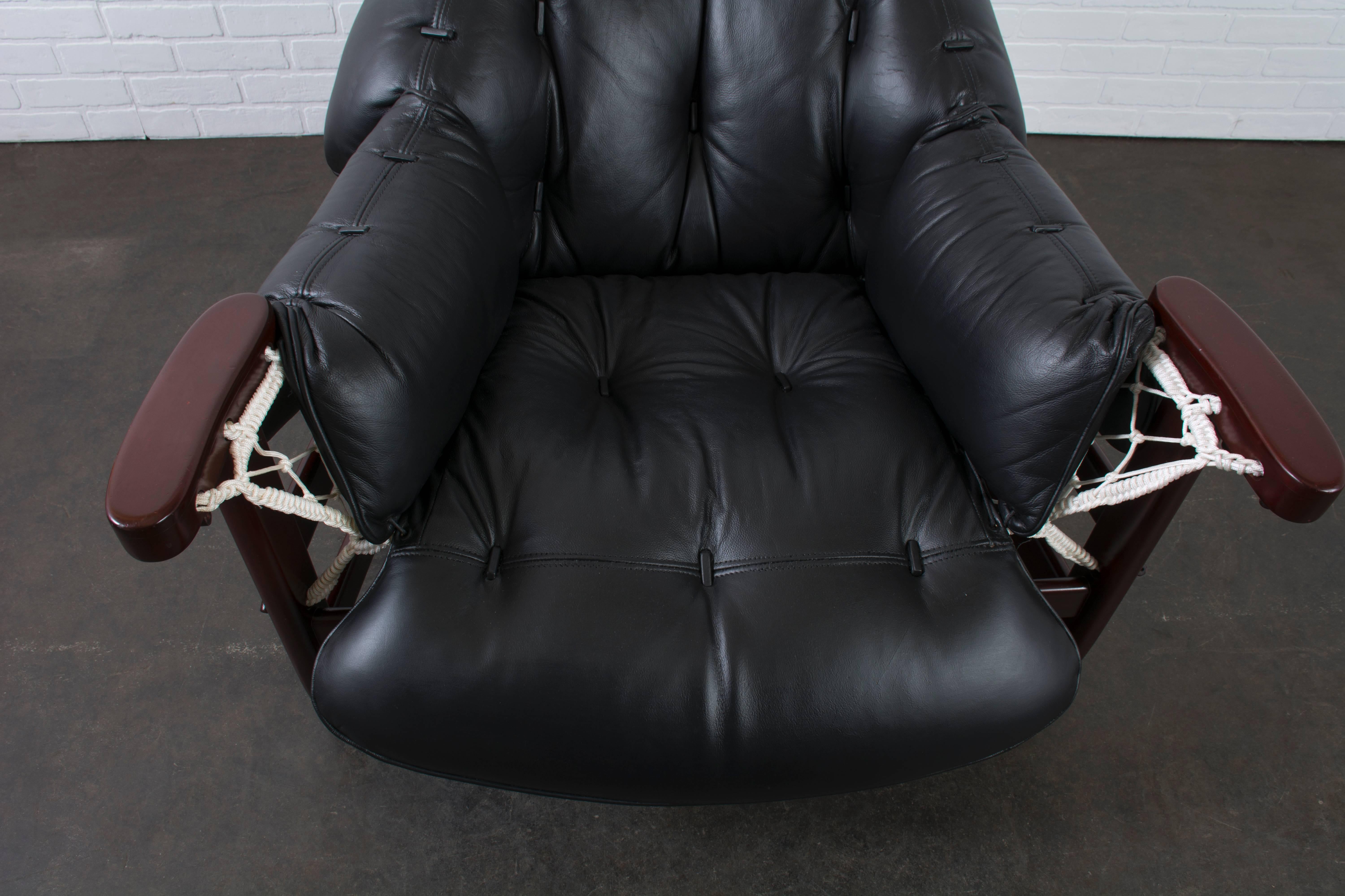 Mid-20th Century Jean Gillon Leather 'Jangada' Lounge Chair, Brazil, 1960's