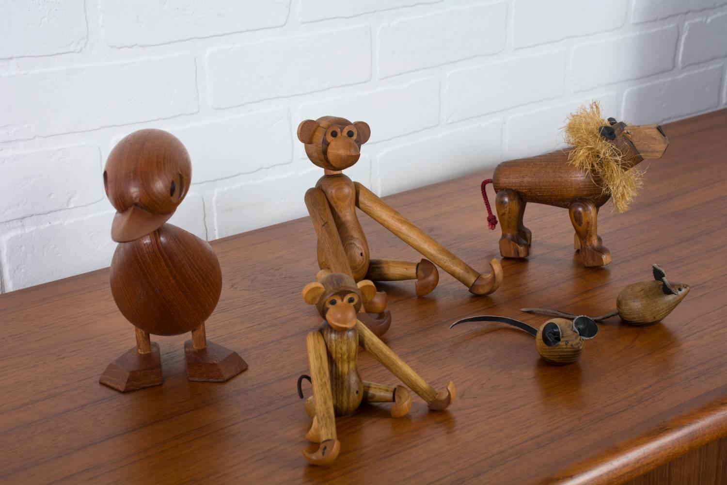 Japanese Set of Six Vintage Mid-Century Wood Animal Toys