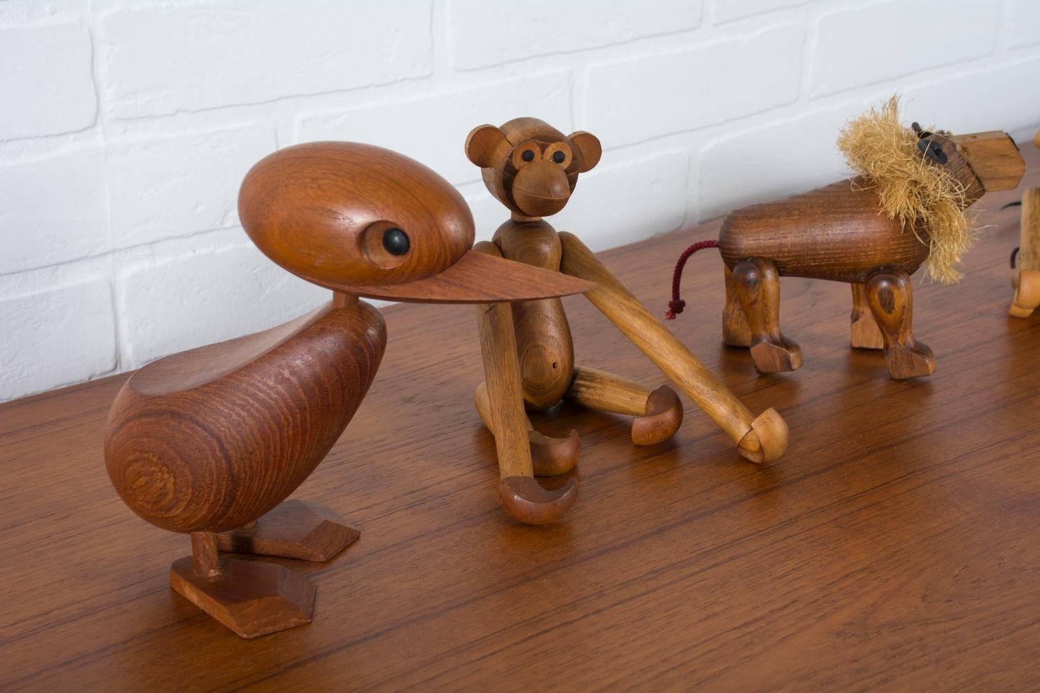 Set of Six Vintage Mid-Century Wood Animal Toys In Good Condition In San Francisco, CA