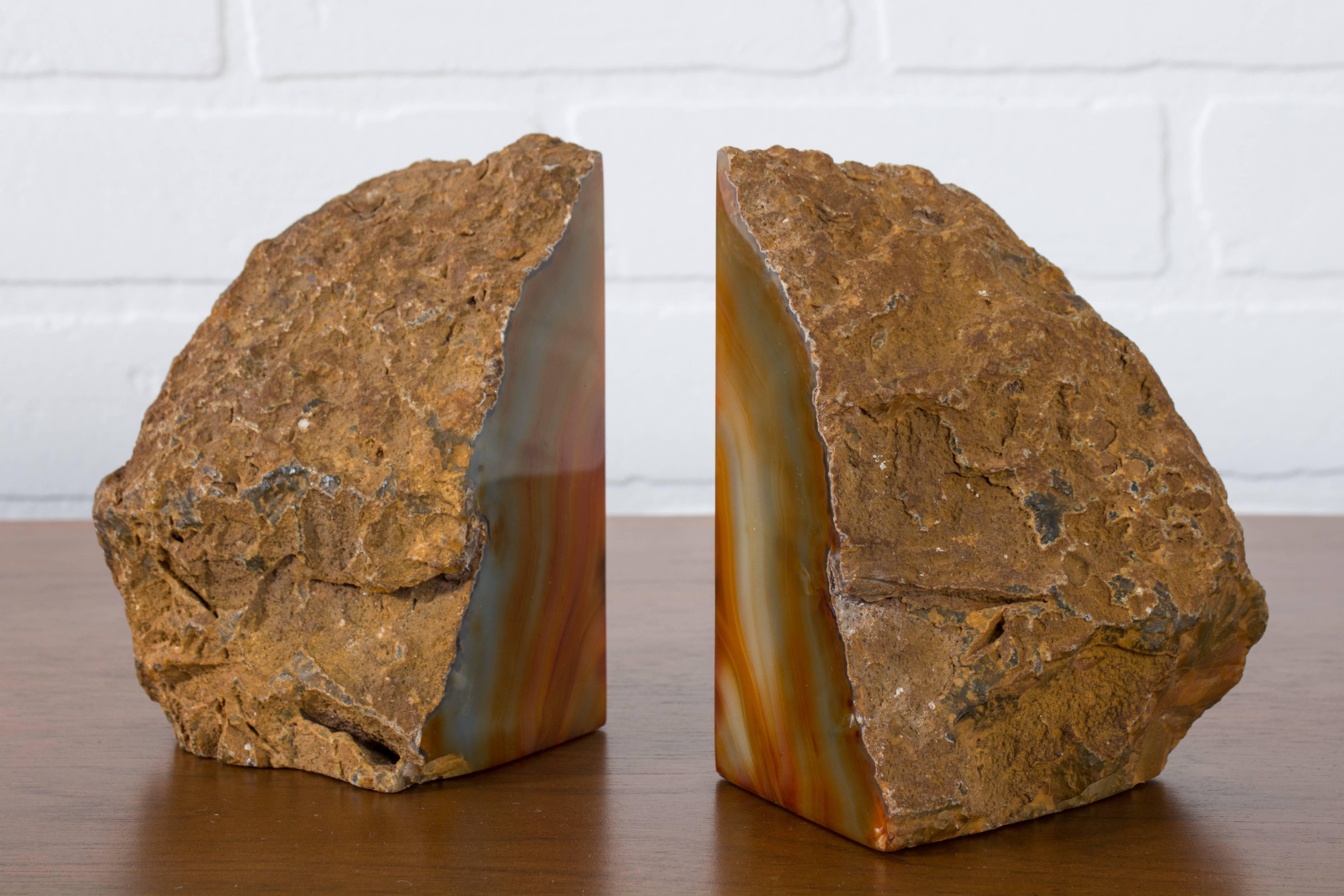 Organic Modern Pair of Vintage Geode Bookends from Brazil