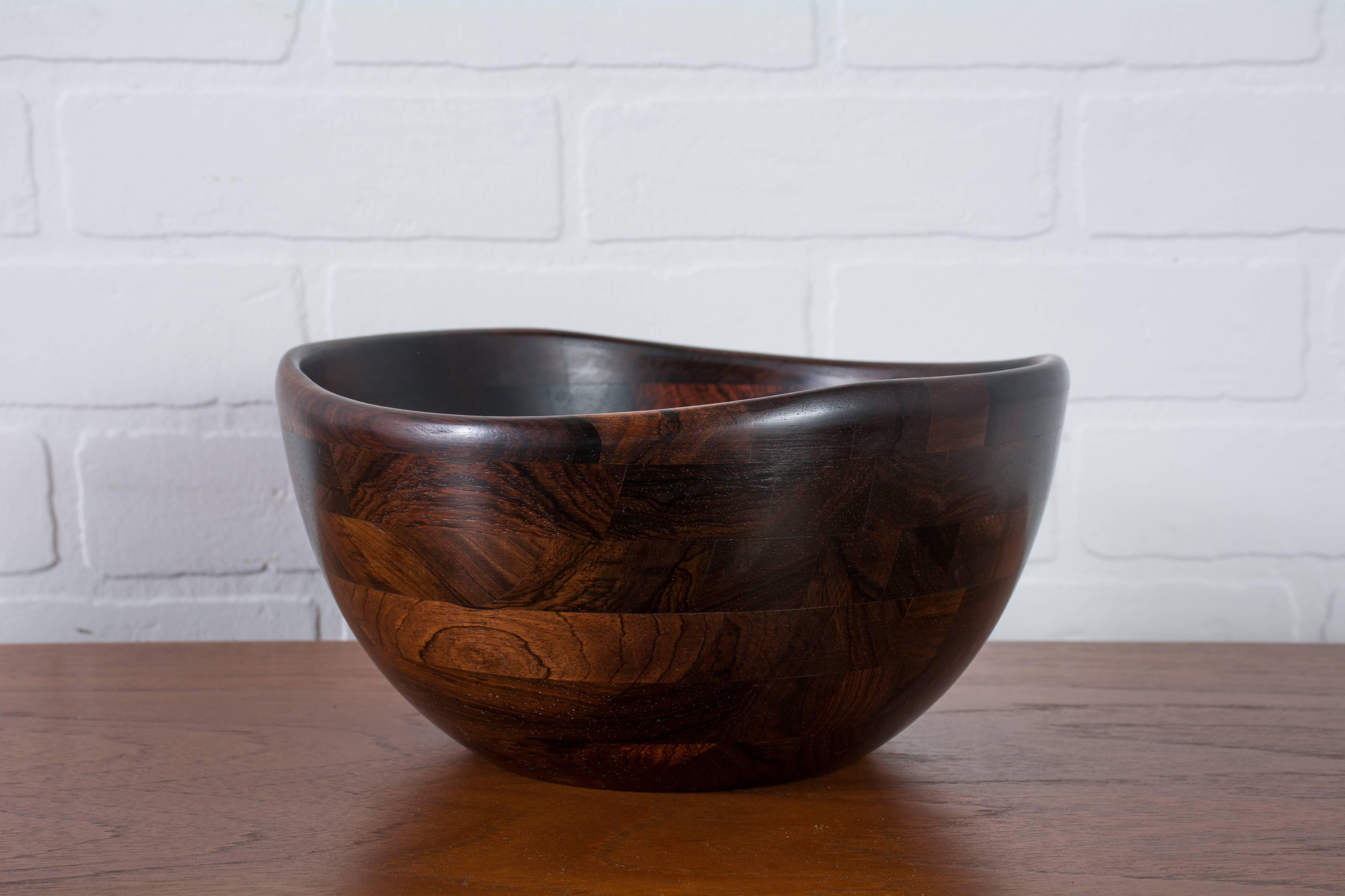 This Danish Modern rosewood bowl is marked ESA, Denmark. Perfect for fruit or to display items in your home.