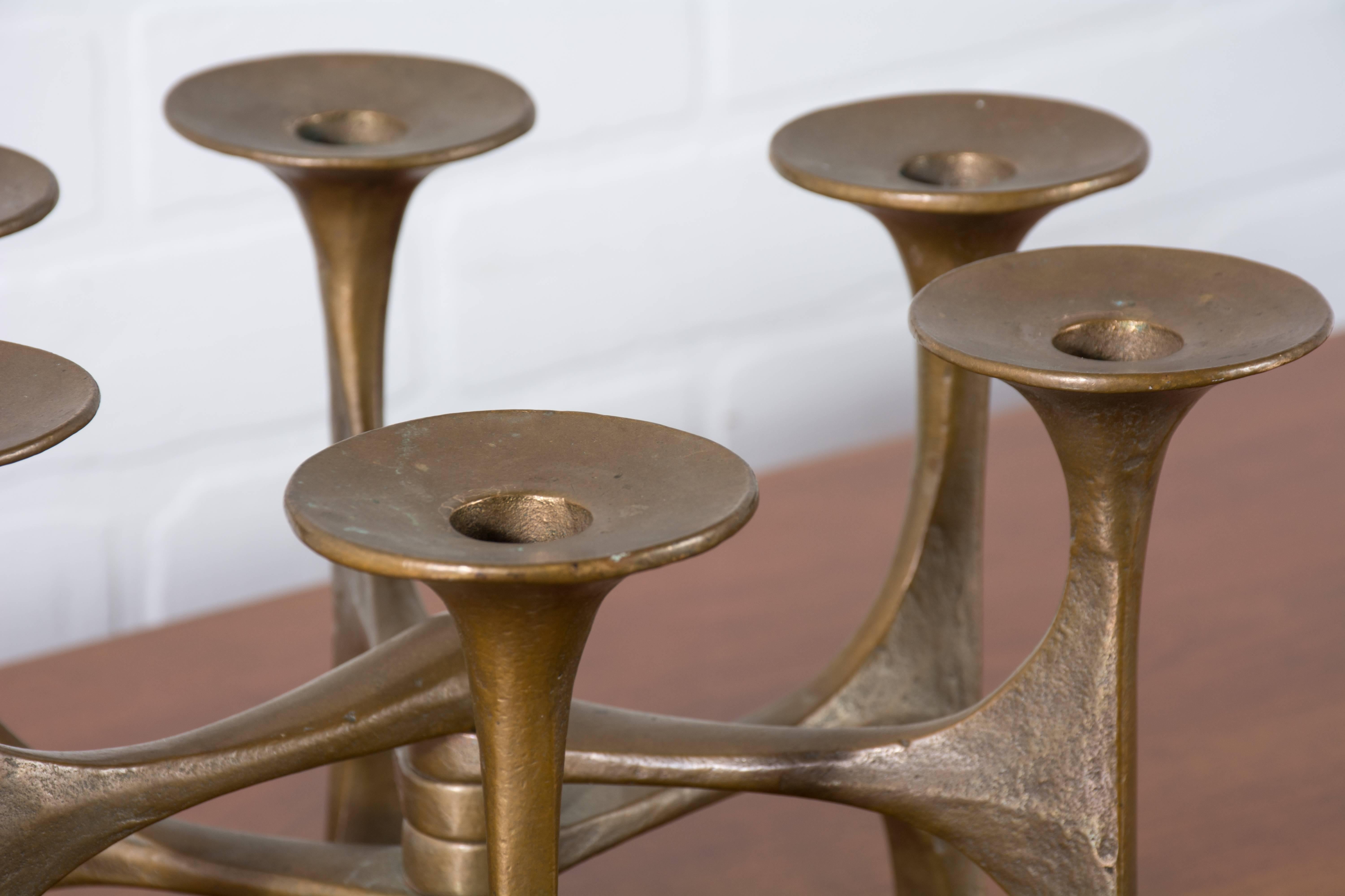 Mid-Century Modern Mid-Century Brutalist Bronze Candle Holder by Michael Harjes