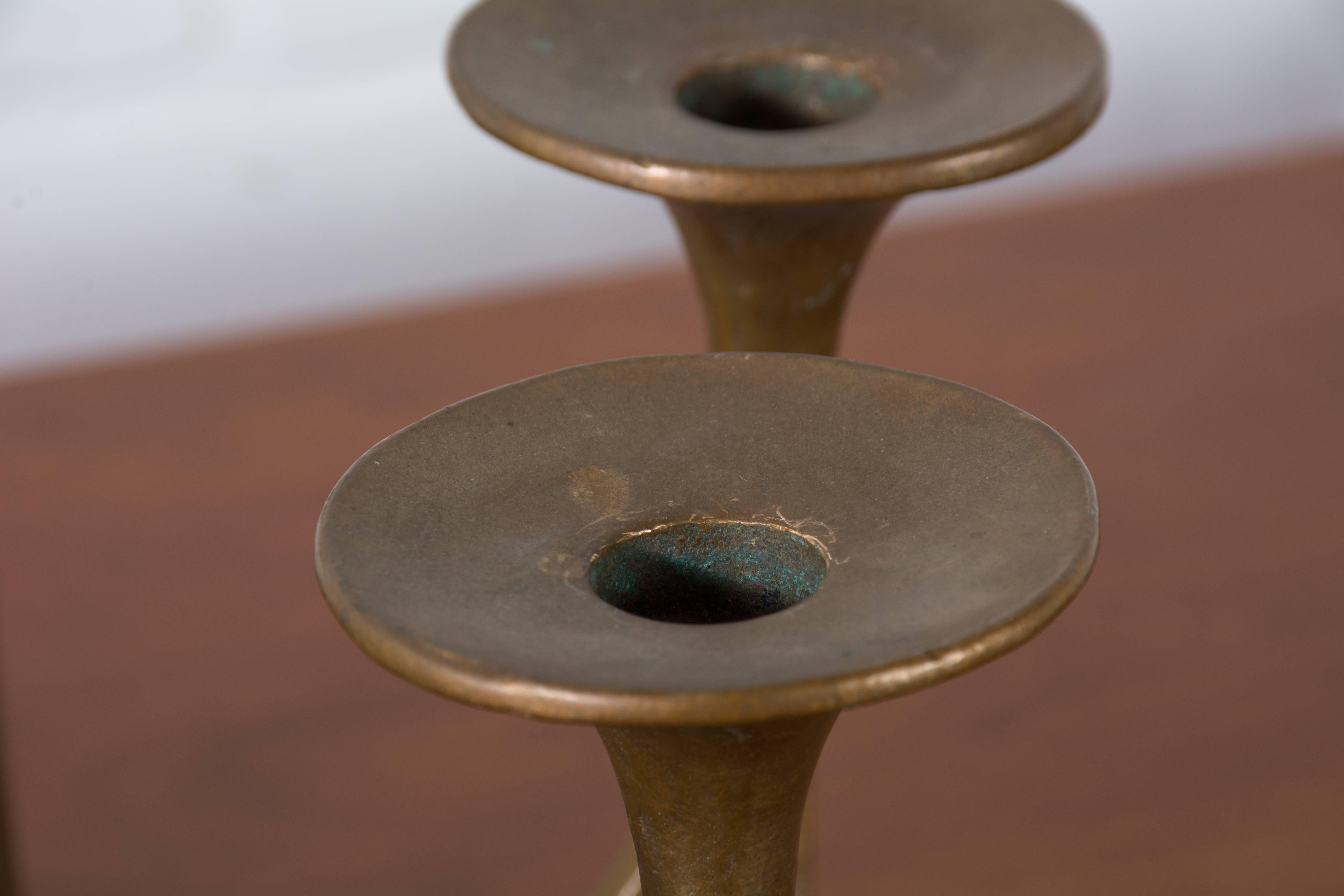 Mid-Century Brutalist Bronze Candle Holder by Michael Harjes In Good Condition In San Francisco, CA