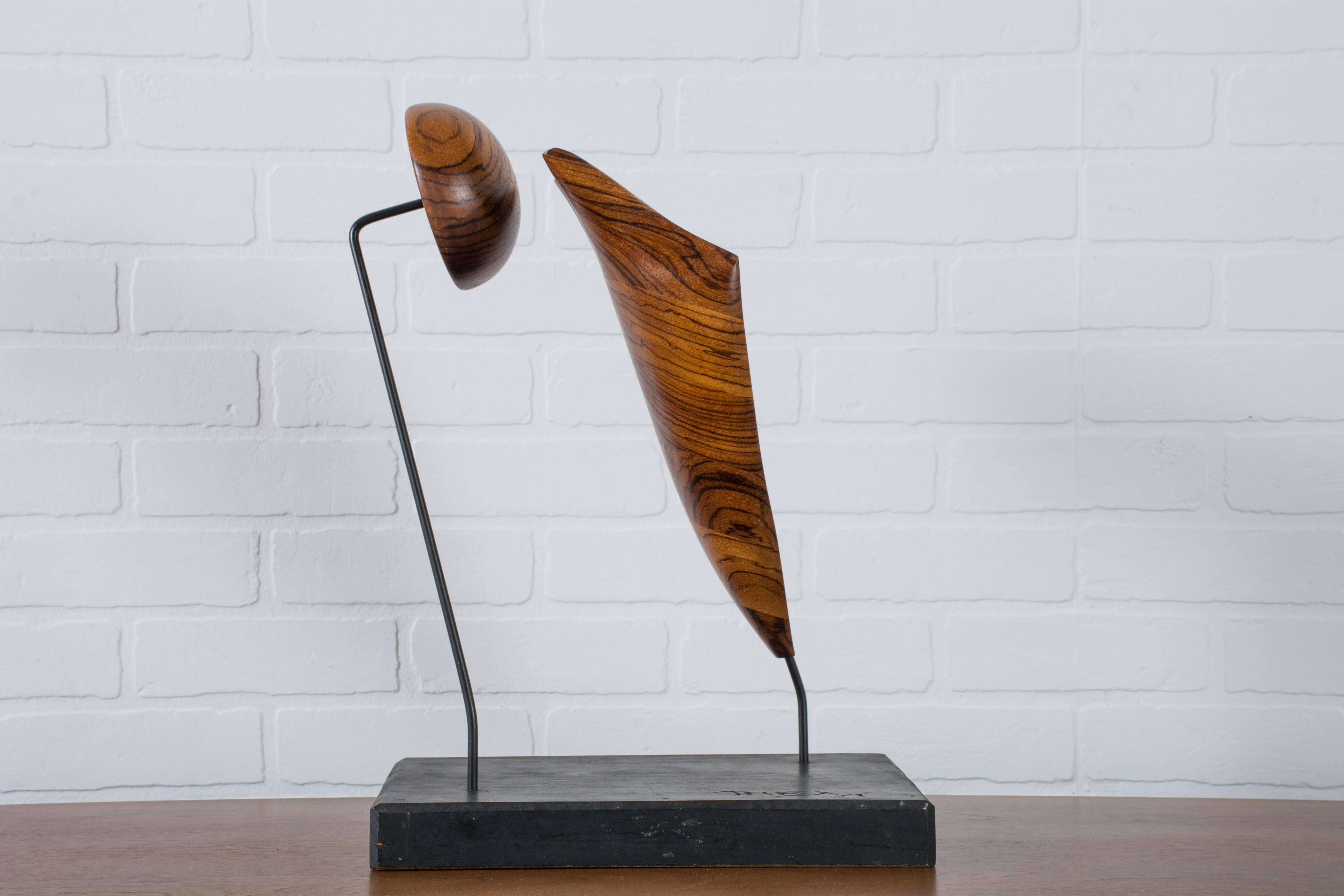 Abstract Wood Sculpture Signed Tracy, 1971 In Good Condition In San Francisco, CA