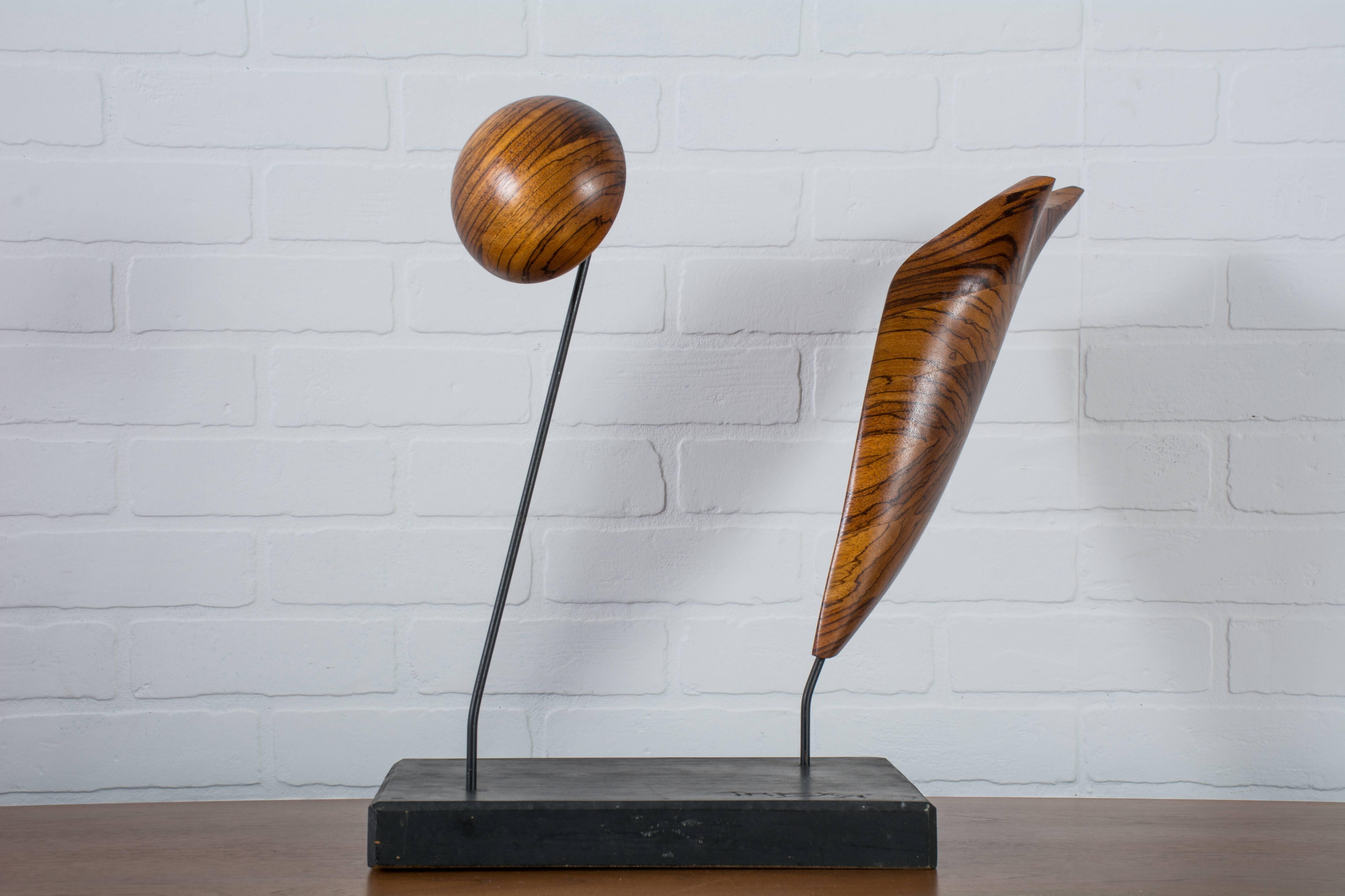 Late 20th Century Abstract Wood Sculpture Signed Tracy, 1971