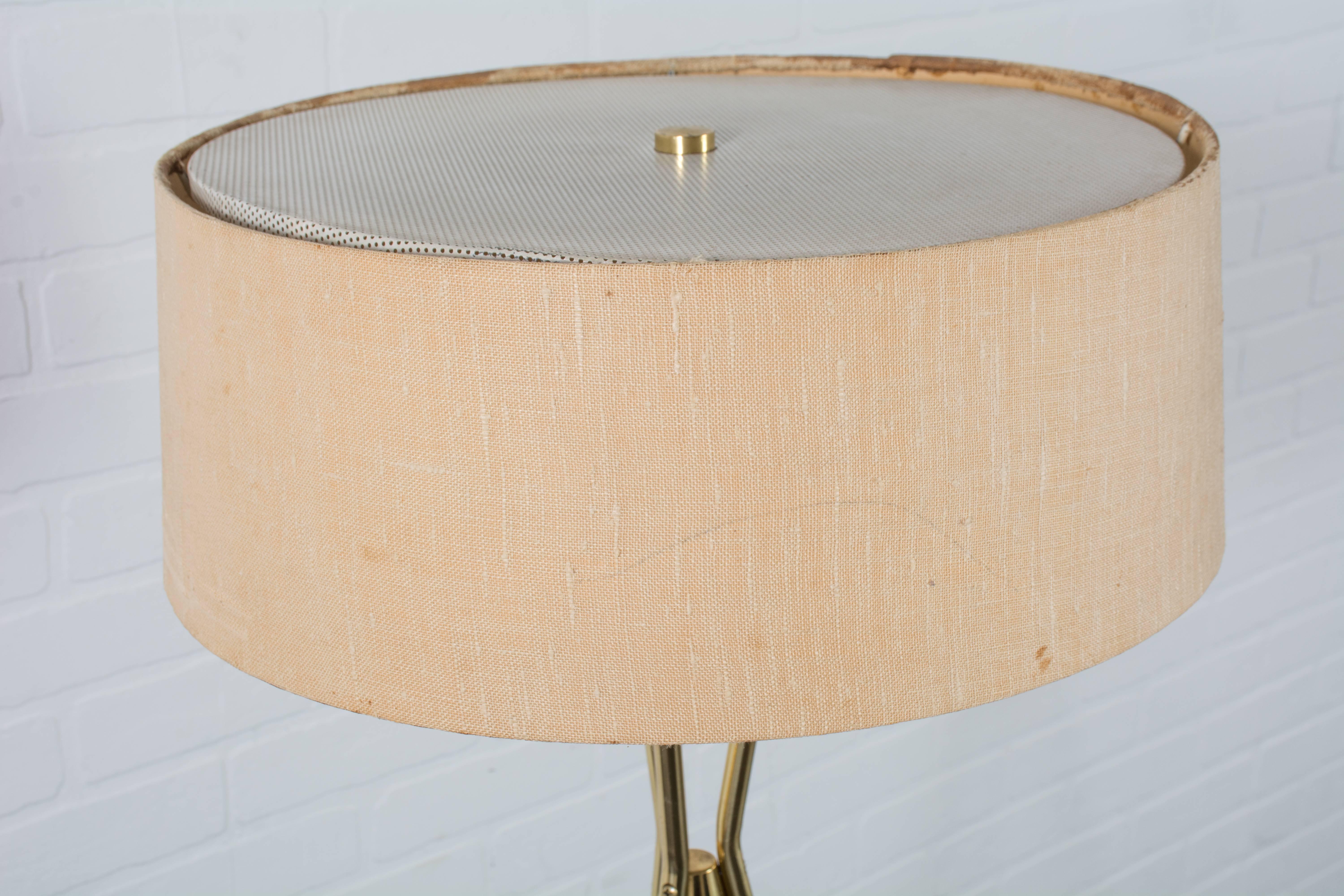 Brass Gerald Thurston Lightolier Tripod Floor Lamp
