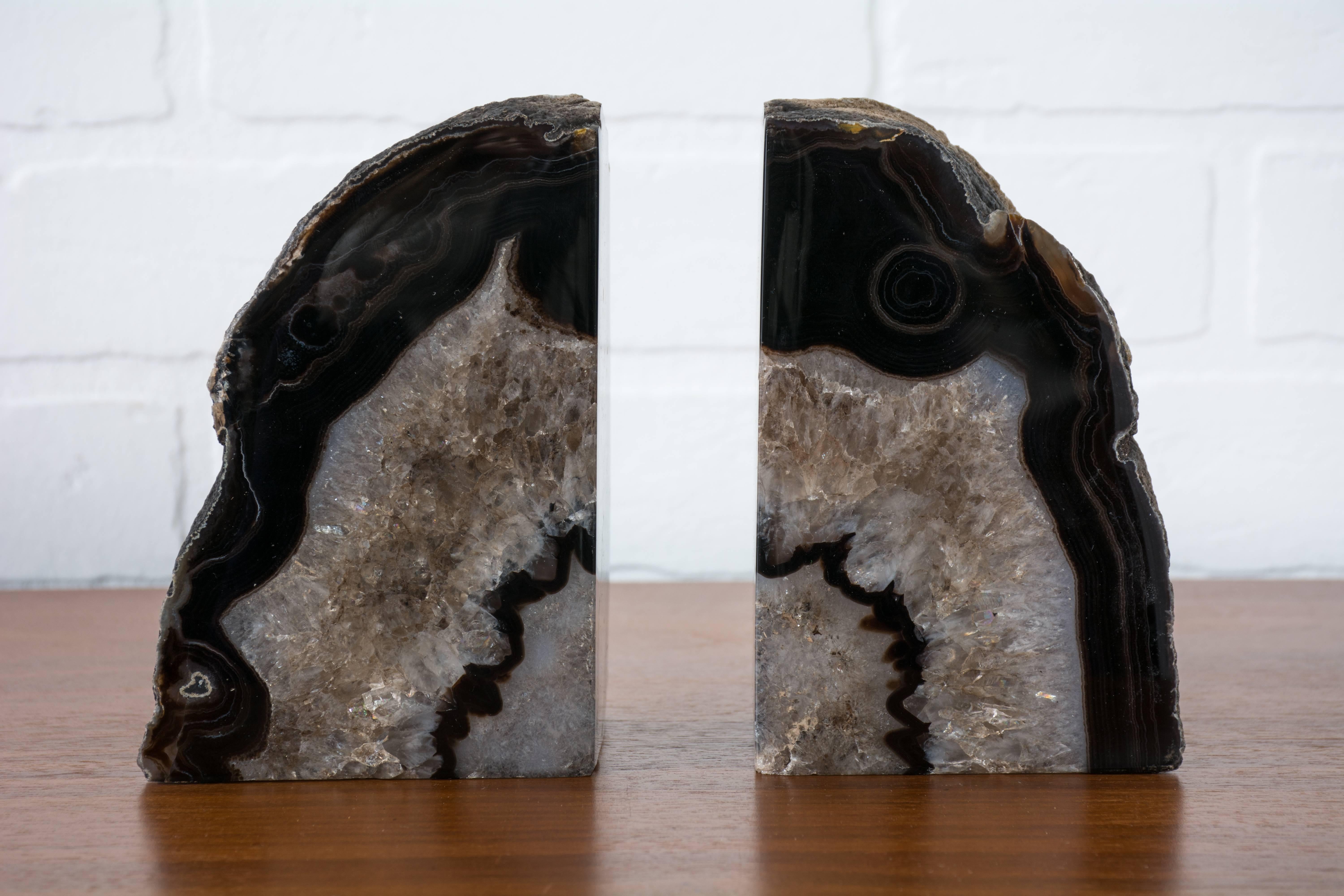 Vintage Agate Bookends In Good Condition In San Francisco, CA