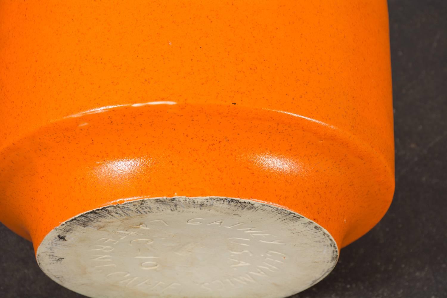 Vintage Mid-Century Orange Pot by Gainey Ceramics 3