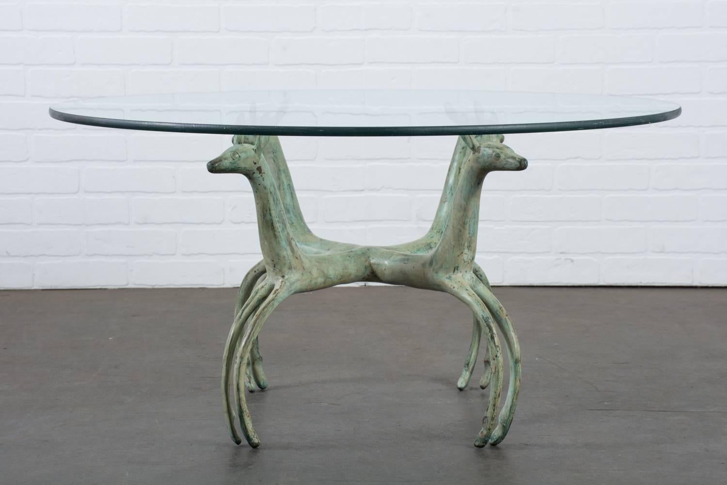 Vintage Bronze Deer Coffee Table In Good Condition For Sale In San Francisco, CA