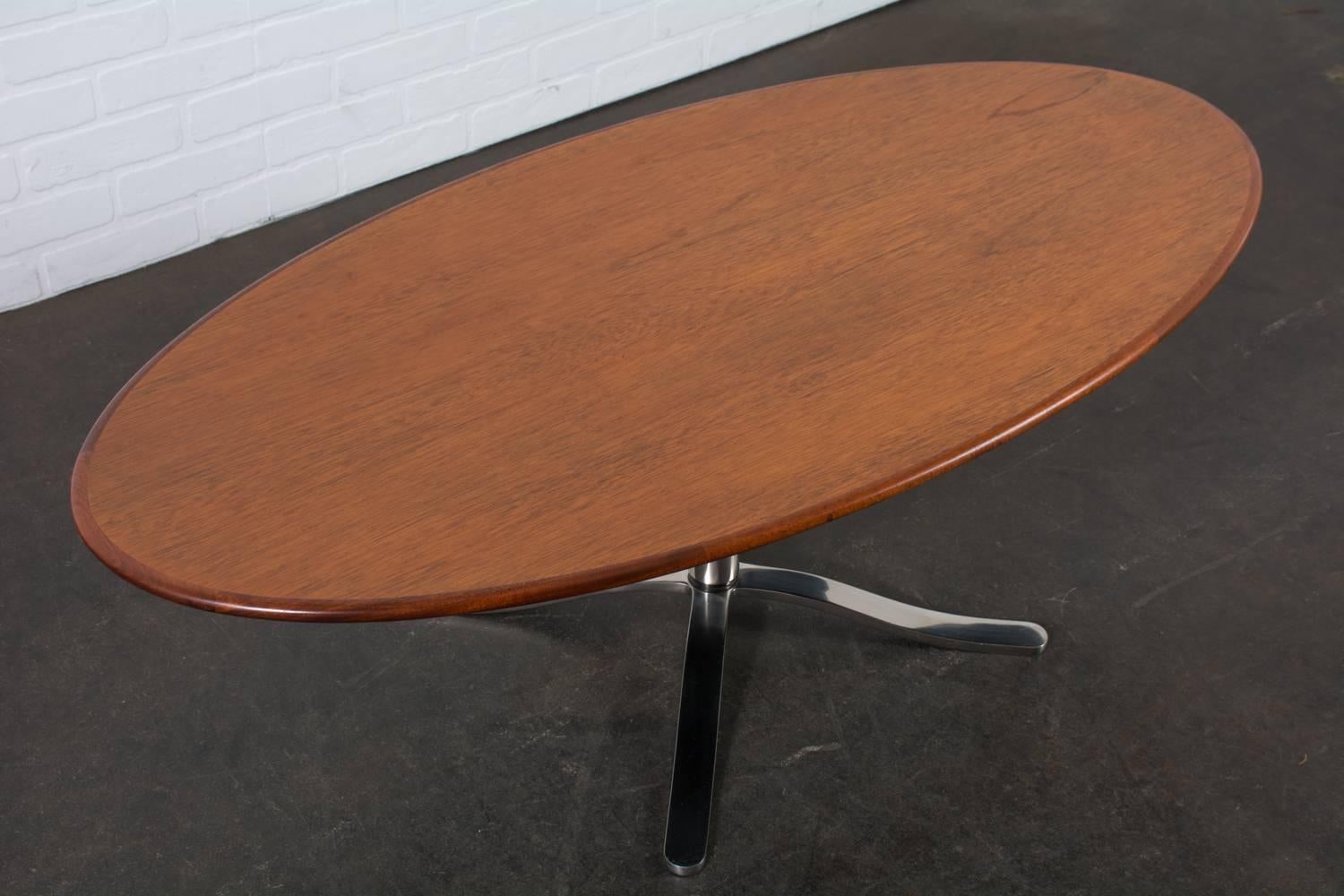 American Dunbar Teak and Chrome Coffee Table, 1960s For Sale