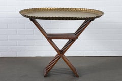 Brass Tray Table with Rosewood Slat Base, Morroco, 1960s