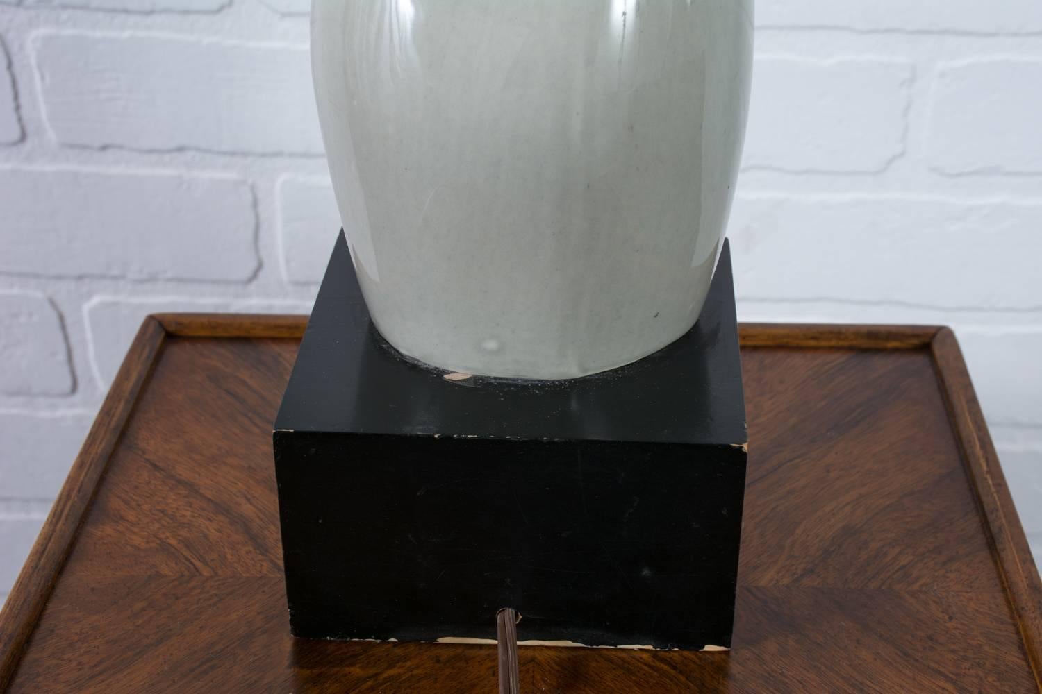 Metal Russel Wright Grey 'Nude' Form Ceramic Lamp, 1940s For Sale