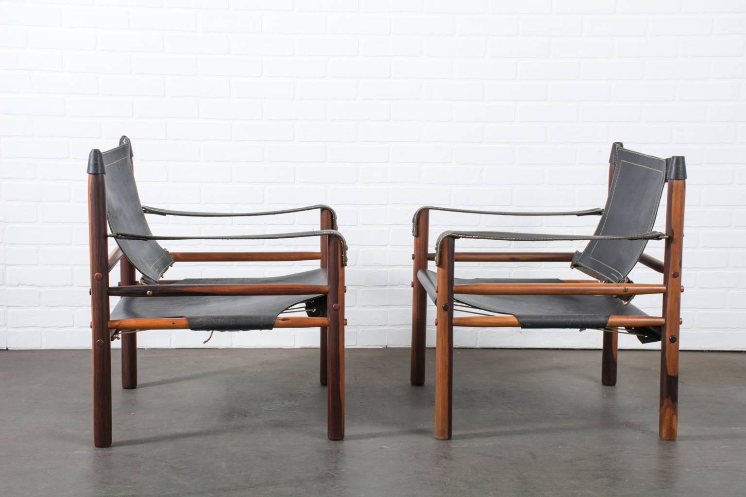 Swedish Pair of Rosewood and Leather 