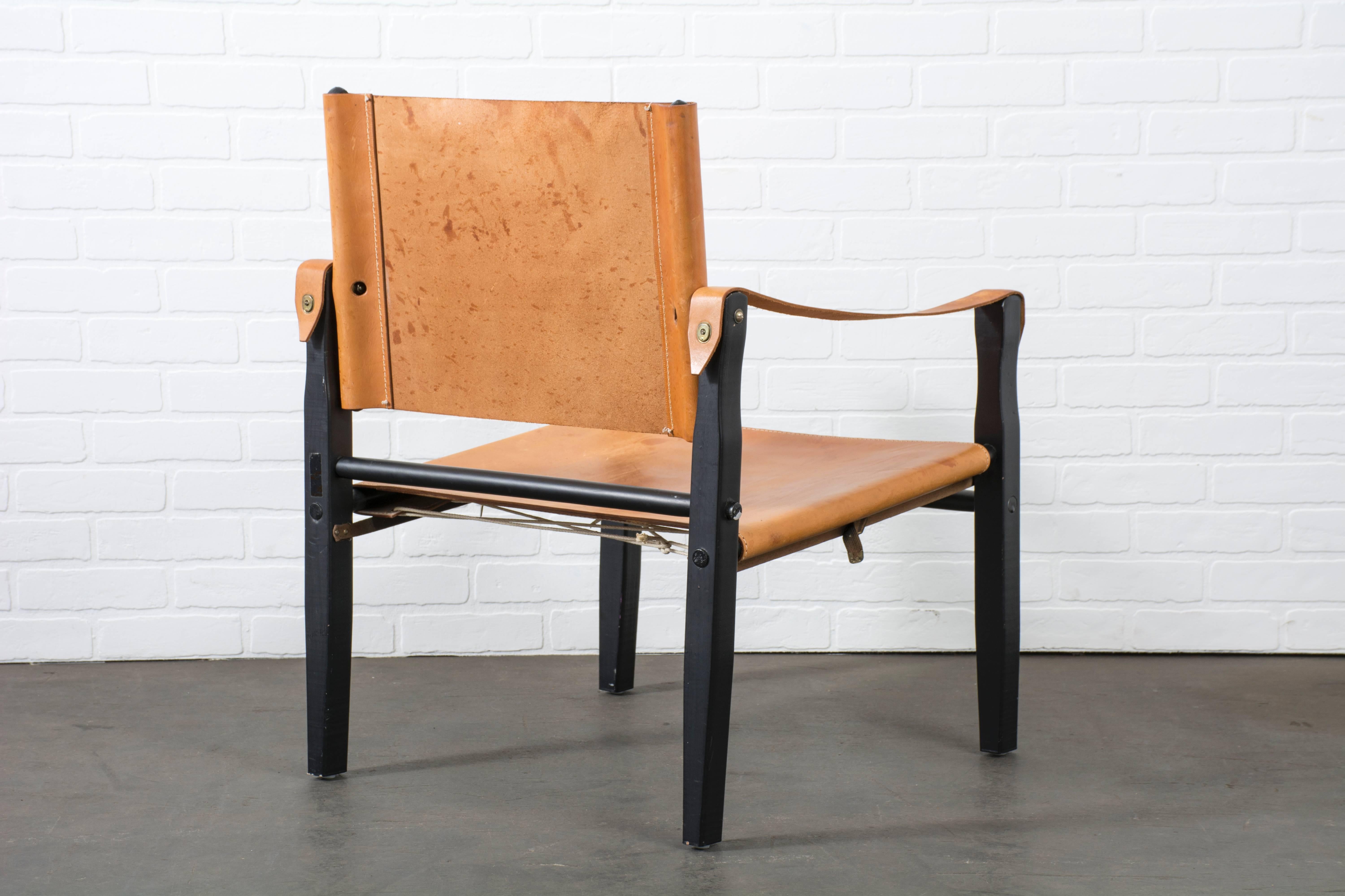 Leather Vintage Midcentury Safari Chair