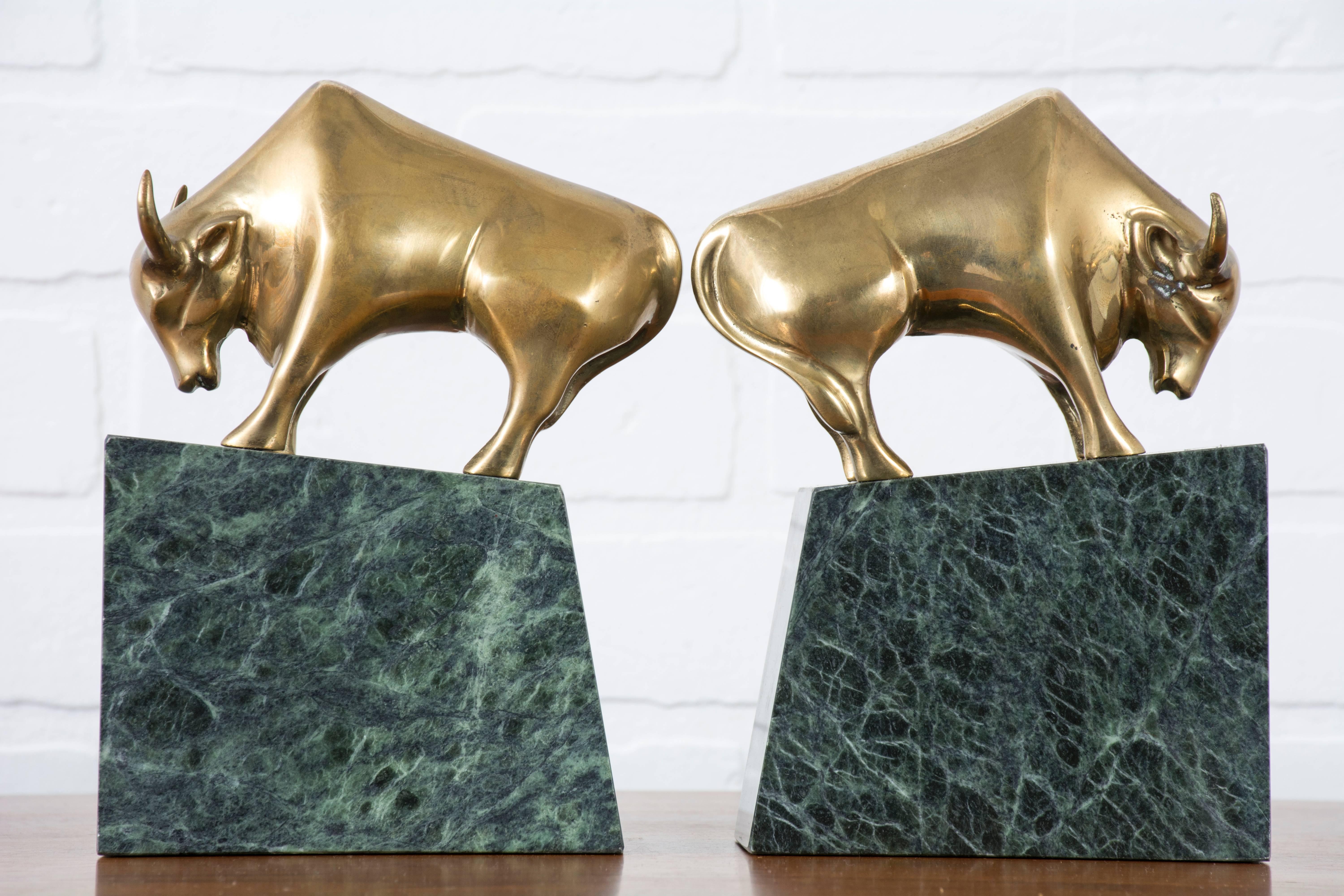 Late 20th Century Pair of Vintage Bull Bookends