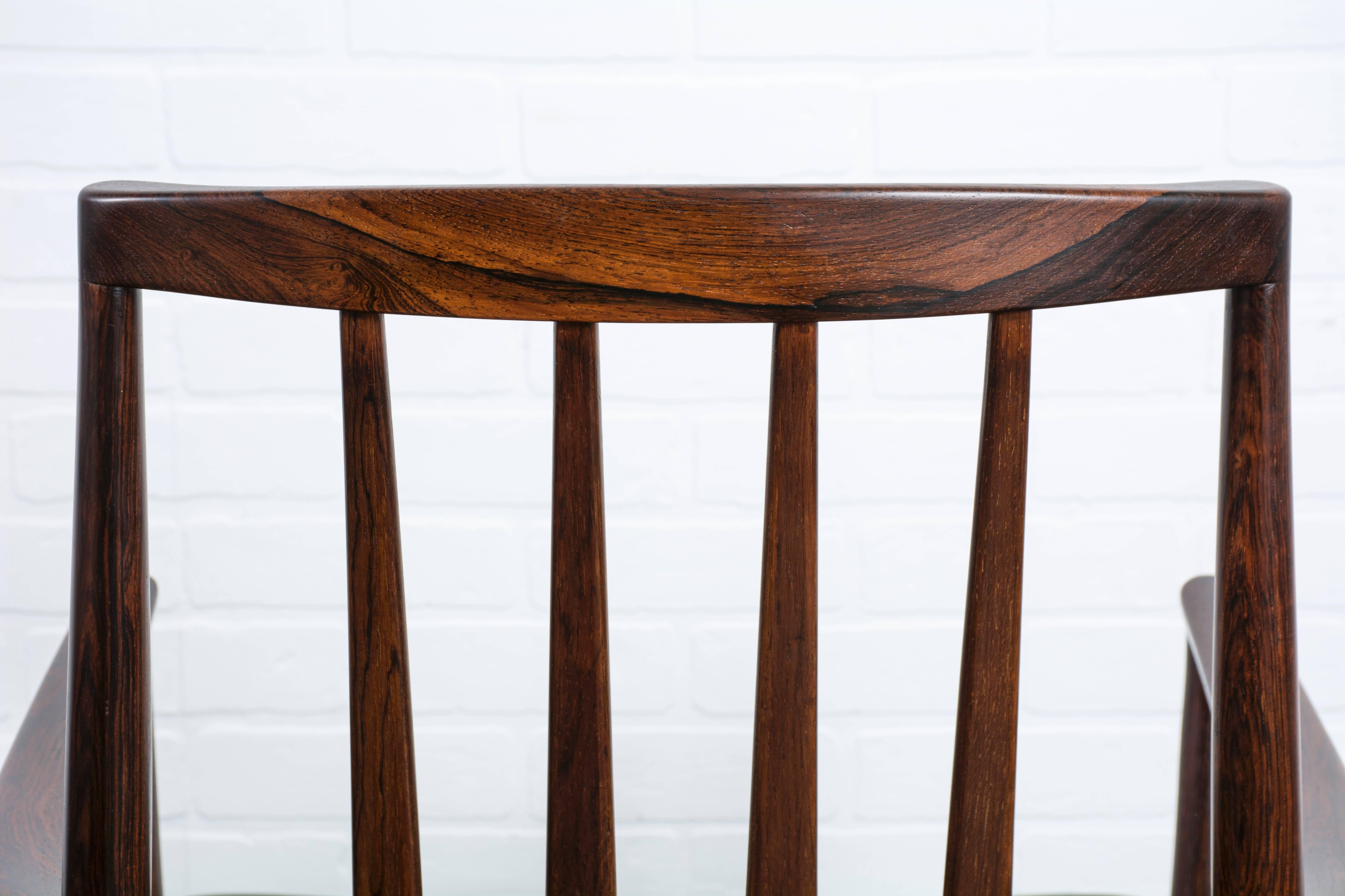 Naugahyde Set of Six Danish Modern Rosewood Dining Chairs