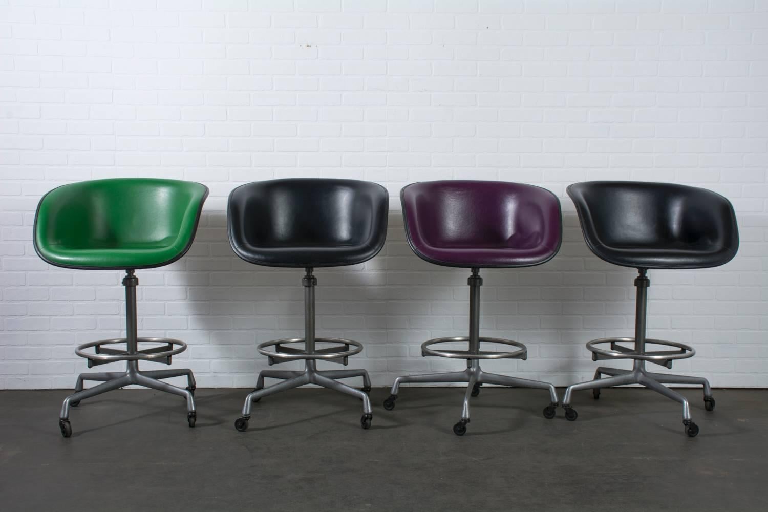 Mid-Century Modern Set of Four Mid-Century Stools with La Fonda Seats by Charles and Ray Eames