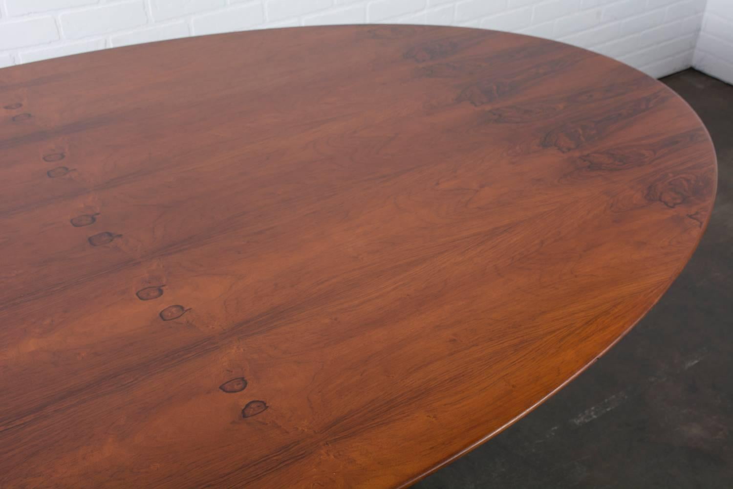 Mid-20th Century Florence Knoll Oval Rosewood Table with Bronze Base