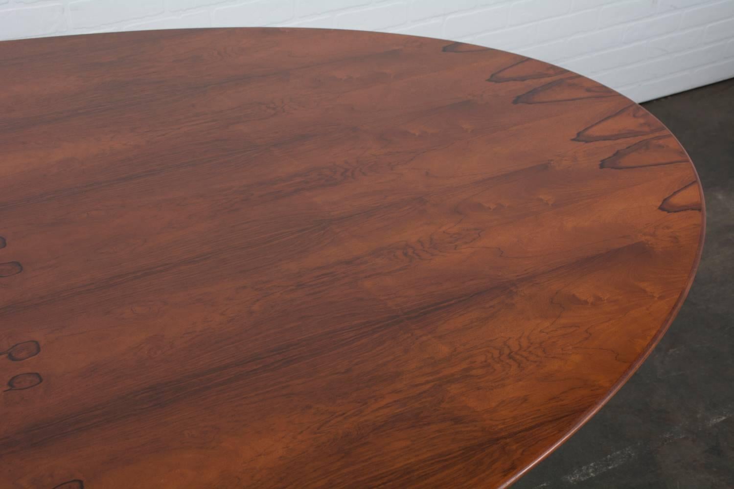 Bronzed Florence Knoll Oval Rosewood Table with Bronze Base