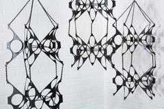 Set of Three Vintage Mid-Century Black Hanging Plant Holders