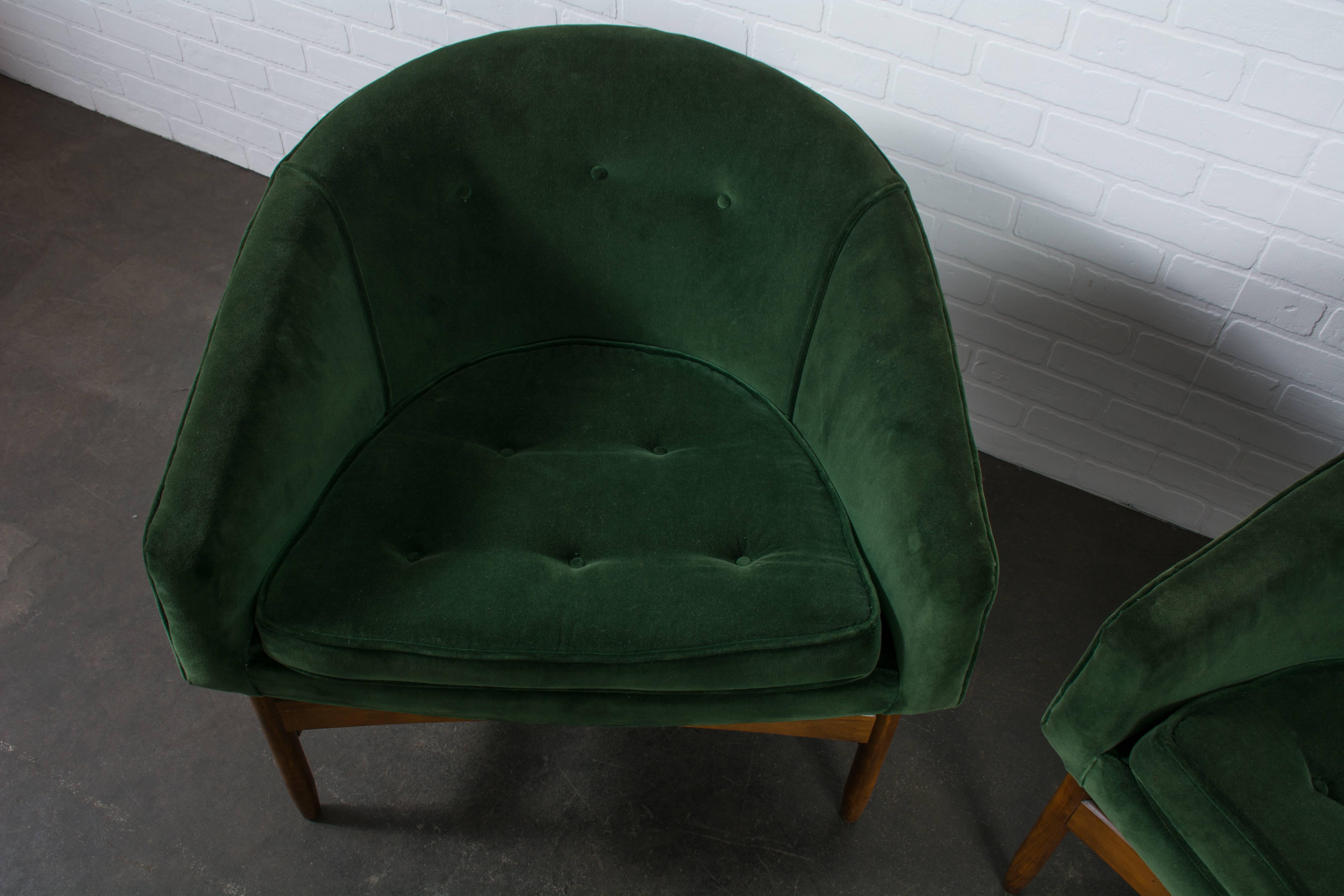 Upholstery Mid-Century Barrel Back Lounge Chairs by Lawrence Peabody for Nemschoff