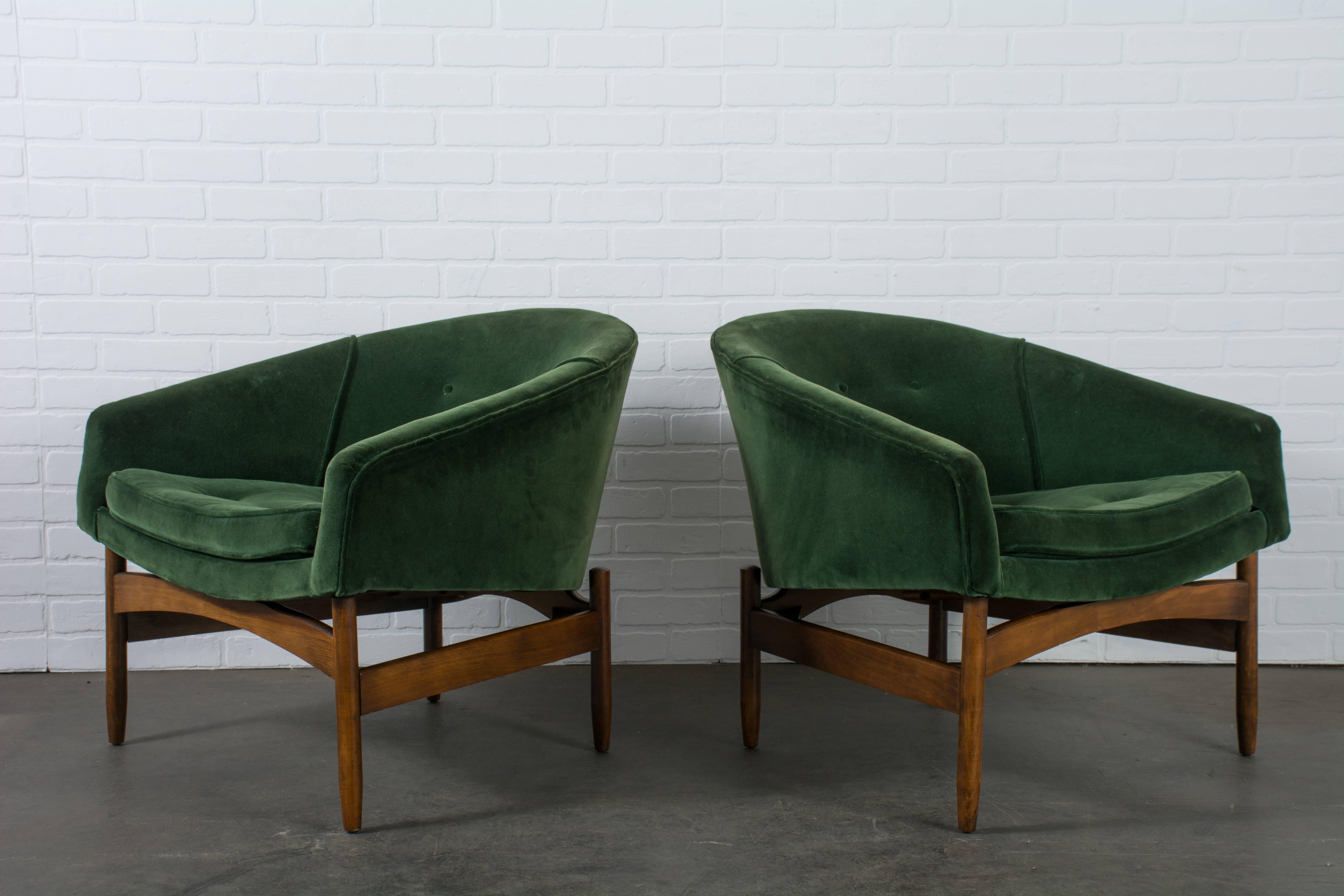 American Mid-Century Barrel Back Lounge Chairs by Lawrence Peabody for Nemschoff