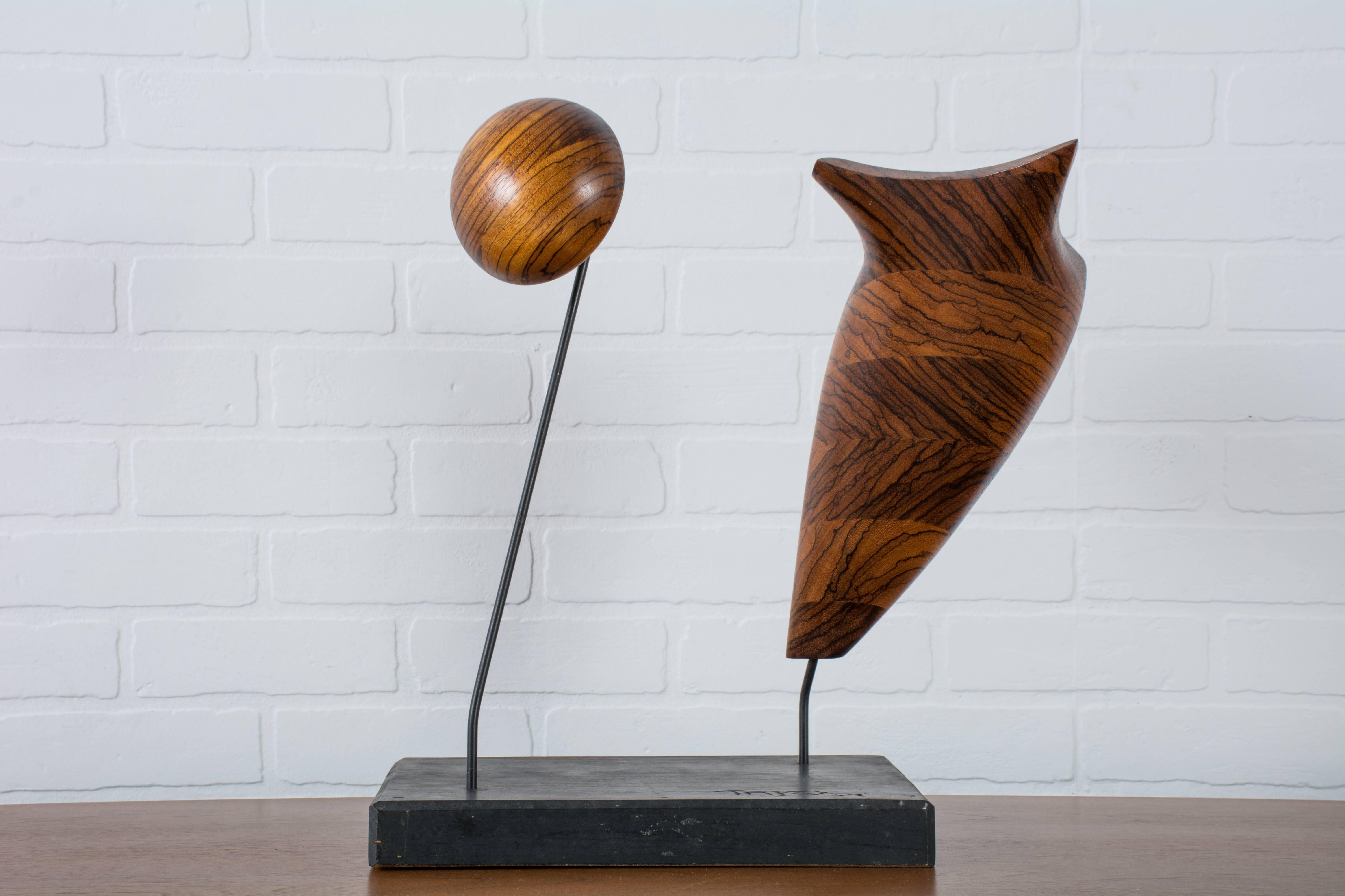 Abstract Wood Sculpture Signed Tracy, 1971 2
