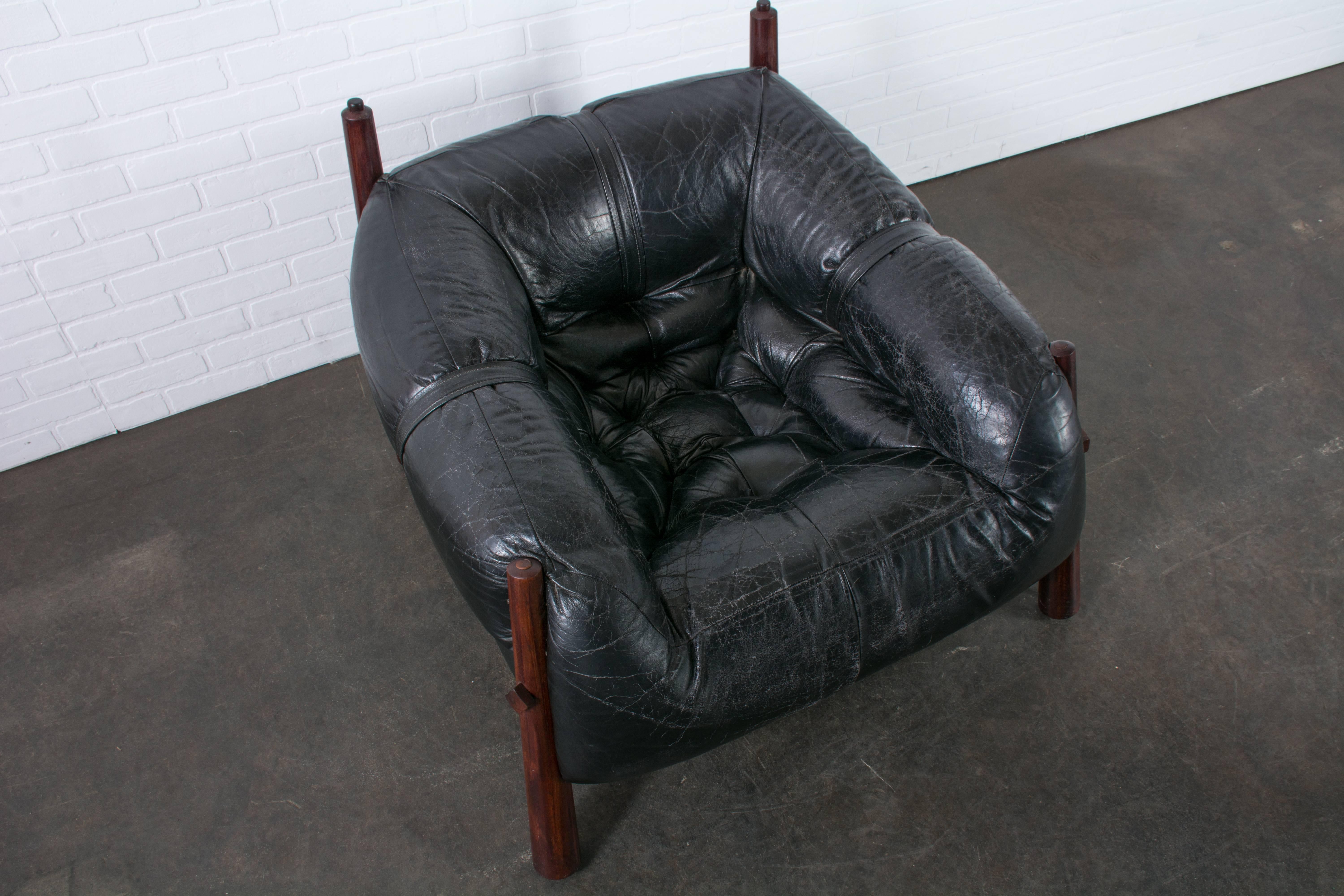 Mid-20th Century Mid-Century Leather Lounge Chair by Percival Lafer
