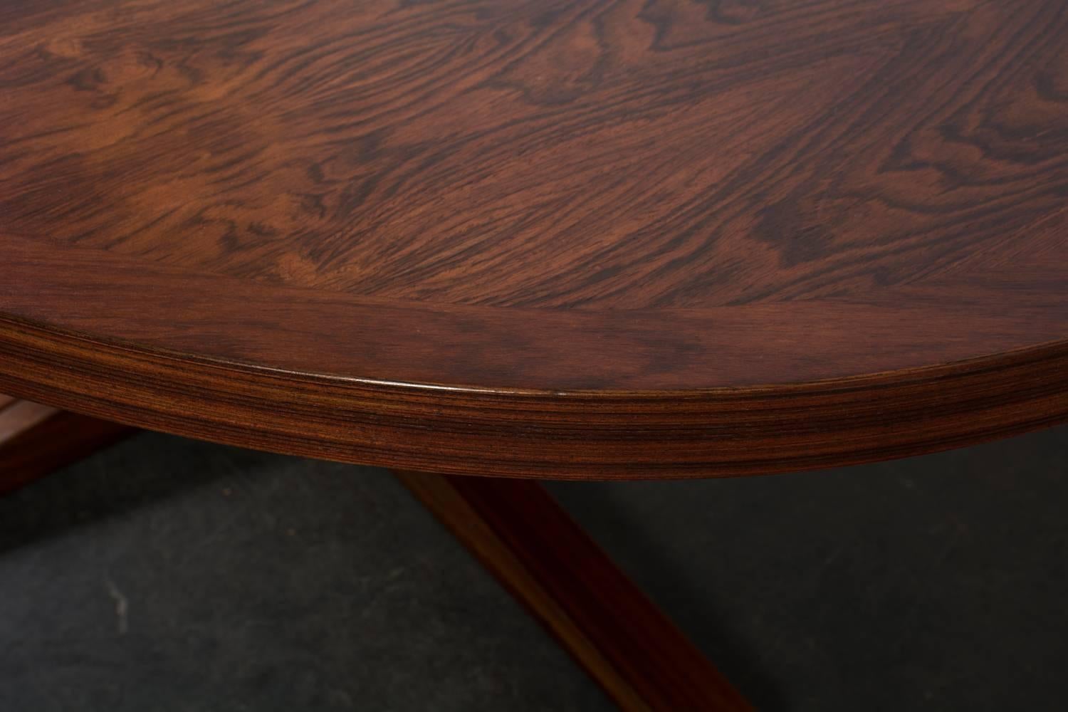 European Vintage Mid-Century Rosewood Oval Table with Leaves