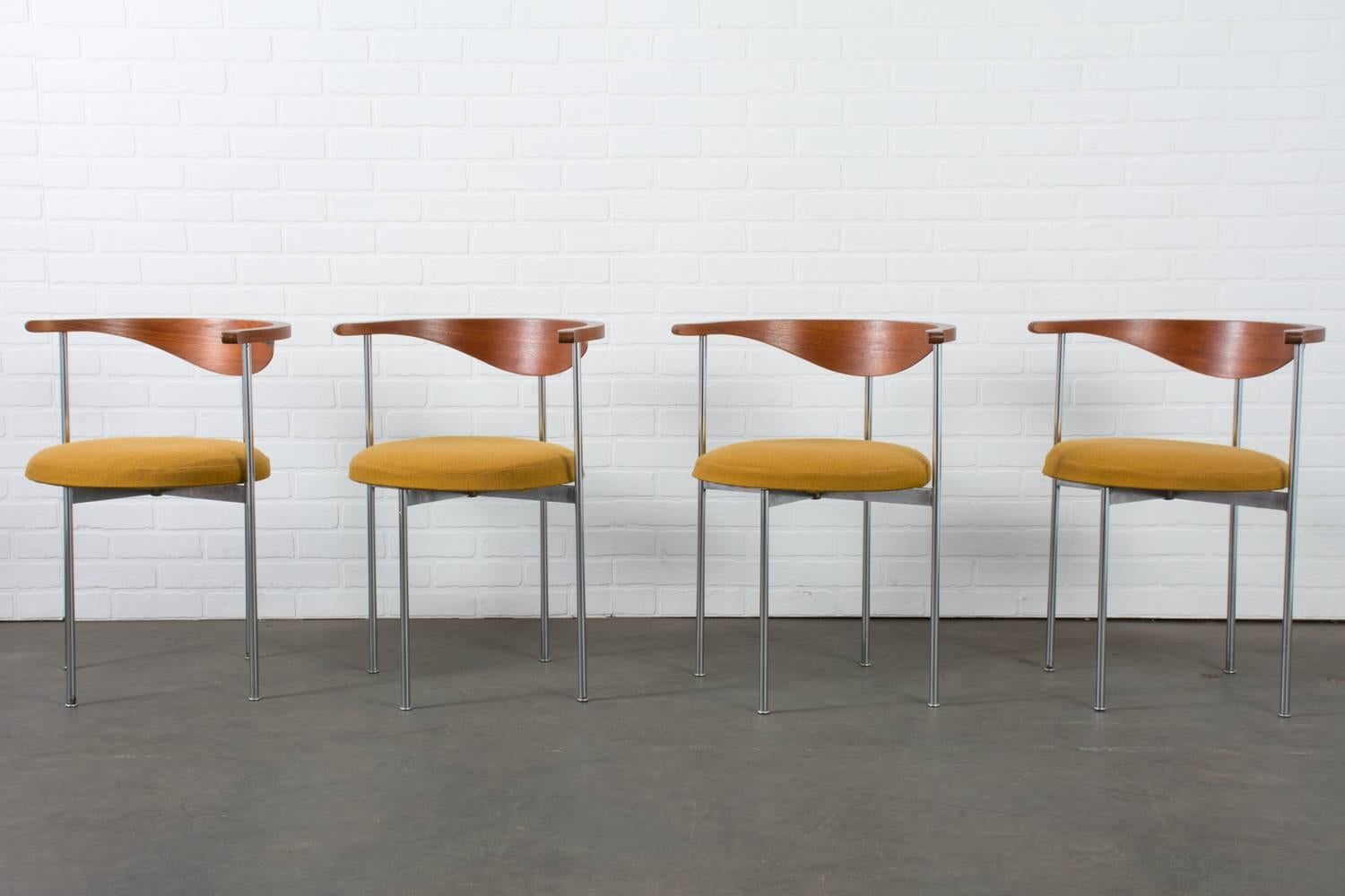 Danish Frederik Sieck for Fritz Hansen Set of Four Model 3200 Chairs, Denmark, 1960s For Sale