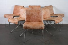 i4 Mariani Set of Six Leather and Chrome Dining Chairs, Italy, 1970s