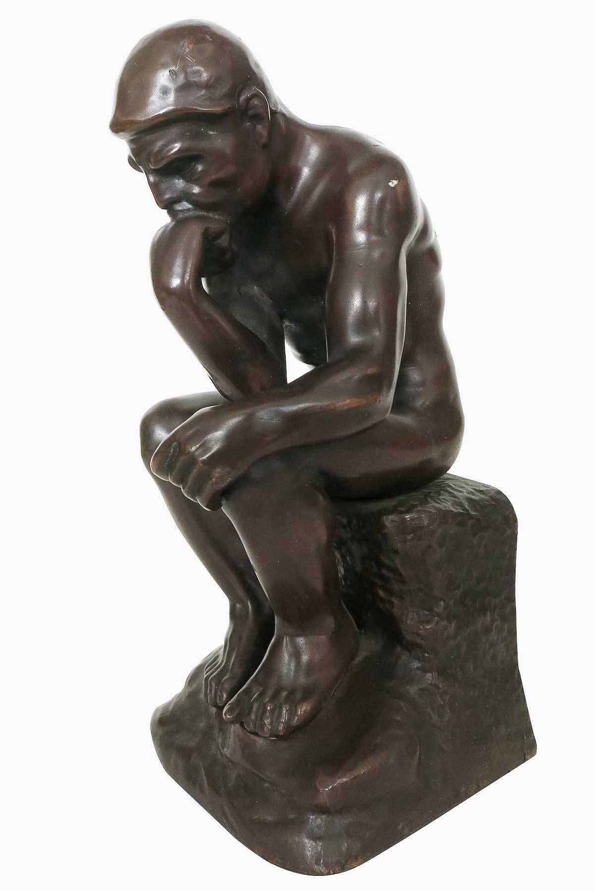 Art Deco 'The Thinker' Bookends Statues by Jennings Brothers