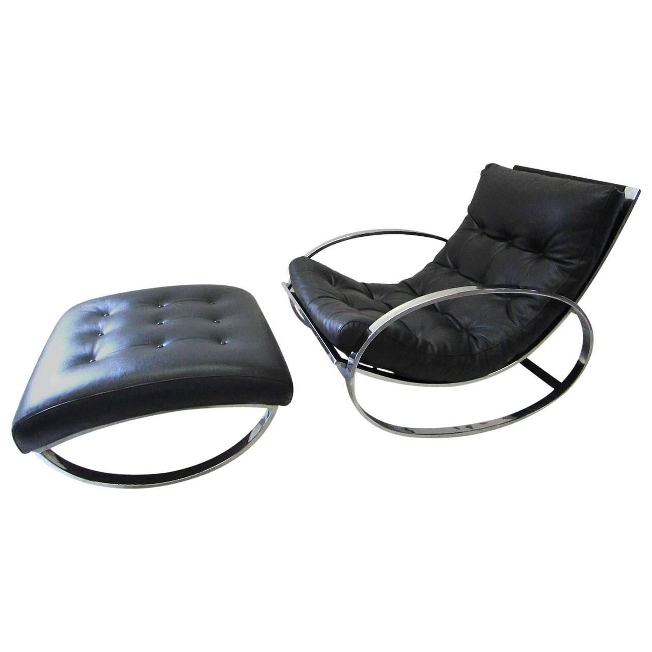 Renato Zevi Ellipse Rocking Chair and Ottoman