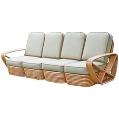 Restored Square Pretzel Rattan Four-Seat Sofa