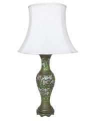 Pair of Chinese Enameled Brass Champlevé Lamp